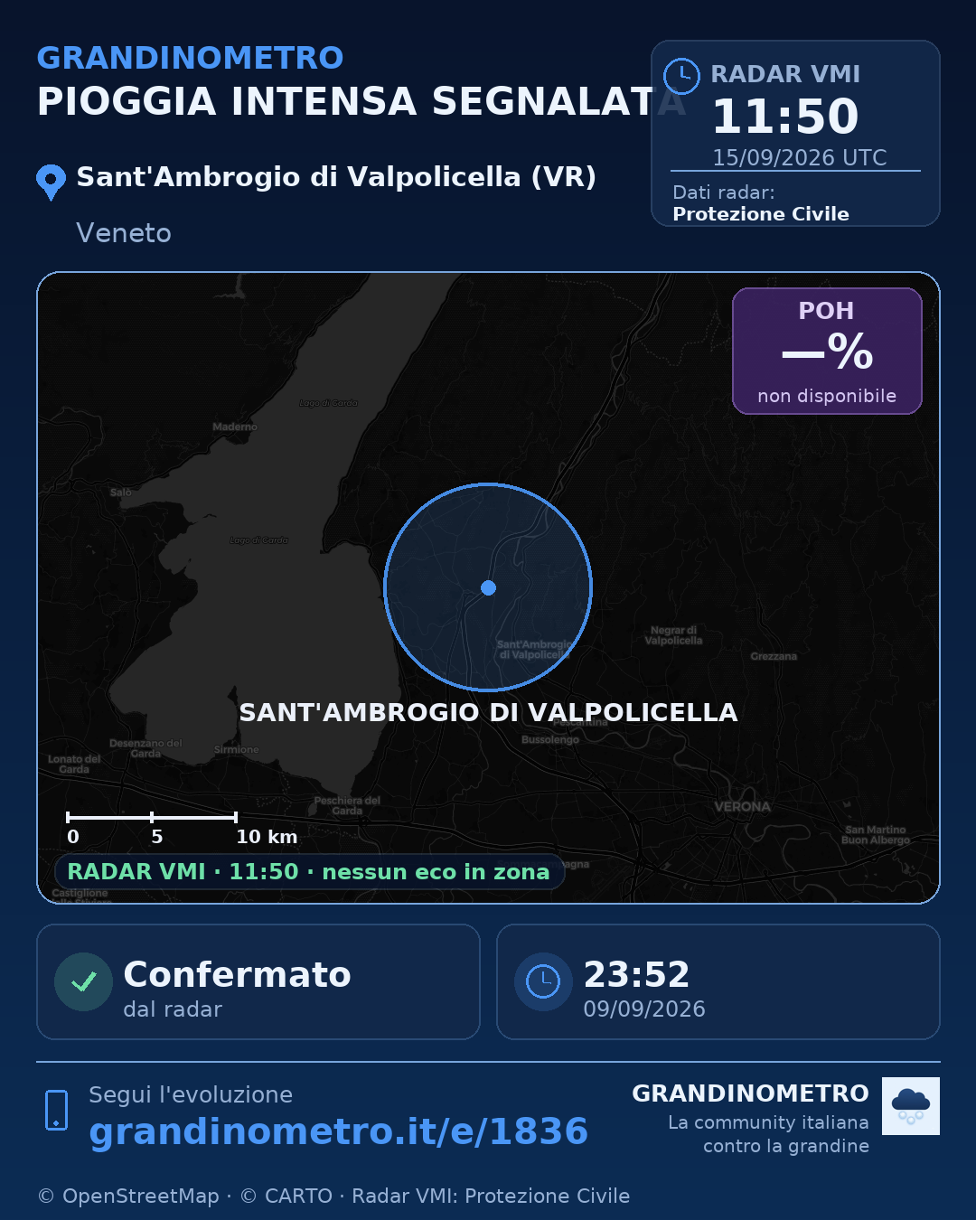 Mappa dell'evento: pioggia intensa a Sant'Ambrogio di Valpolicella (VR)