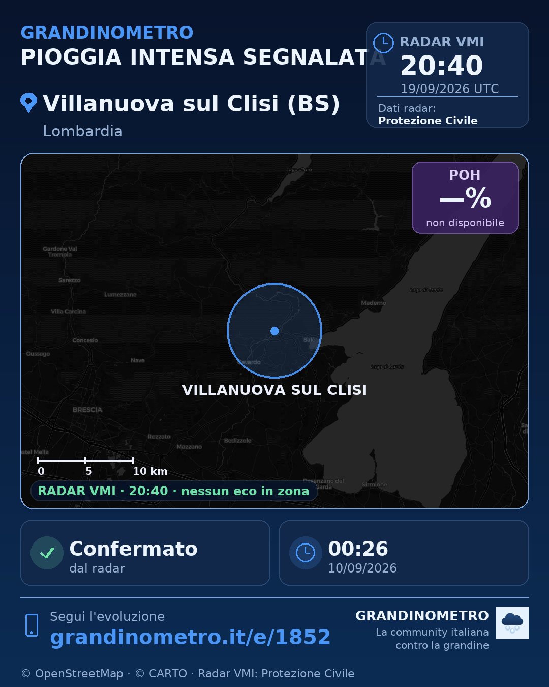 Mappa dell'evento: pioggia intensa a Villanuova sul Clisi (BS)