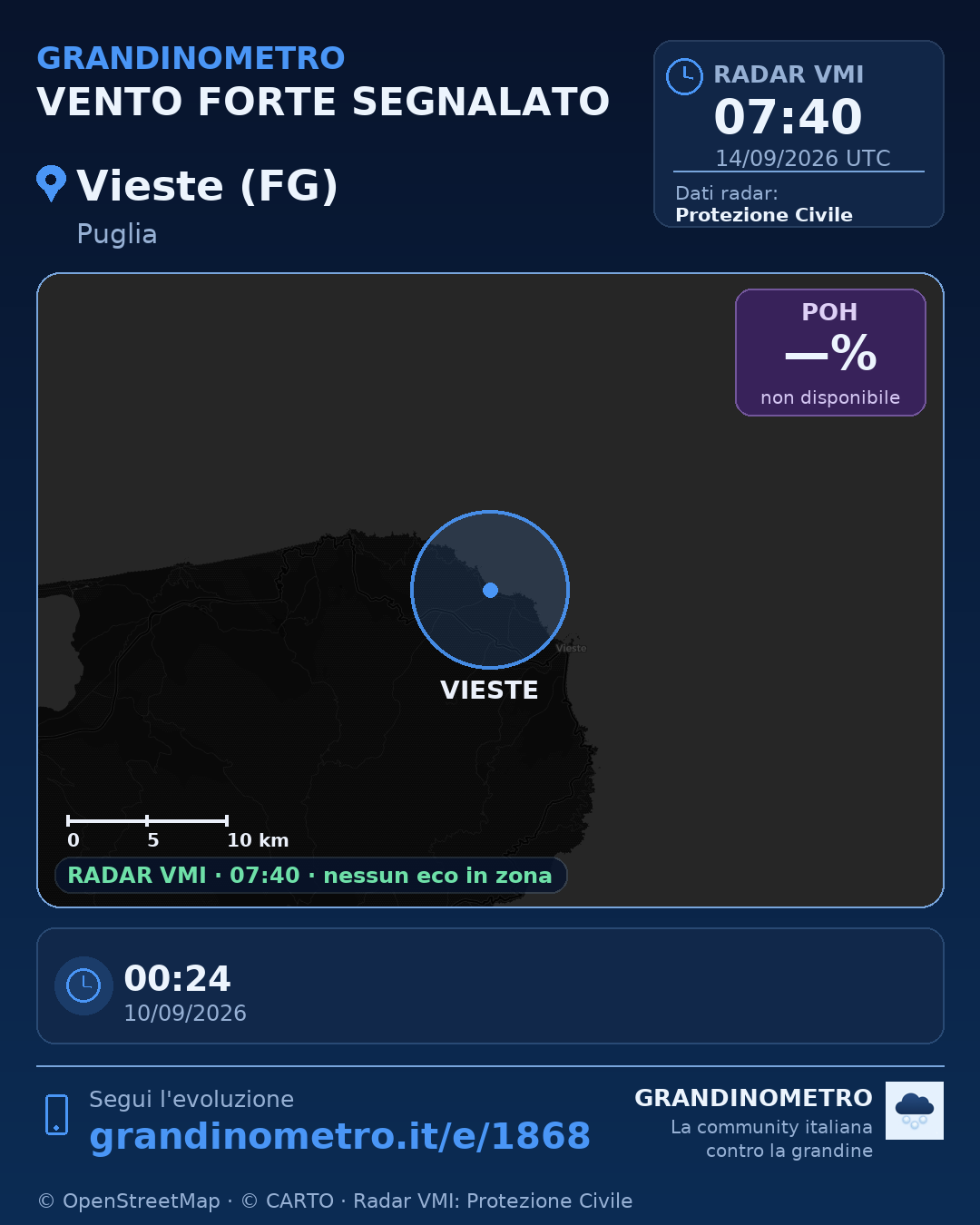 Mappa dell'evento: vento forte a Vieste (FG)