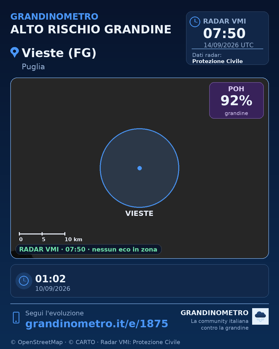 Mappa dell'evento: grandine a Vieste (FG)