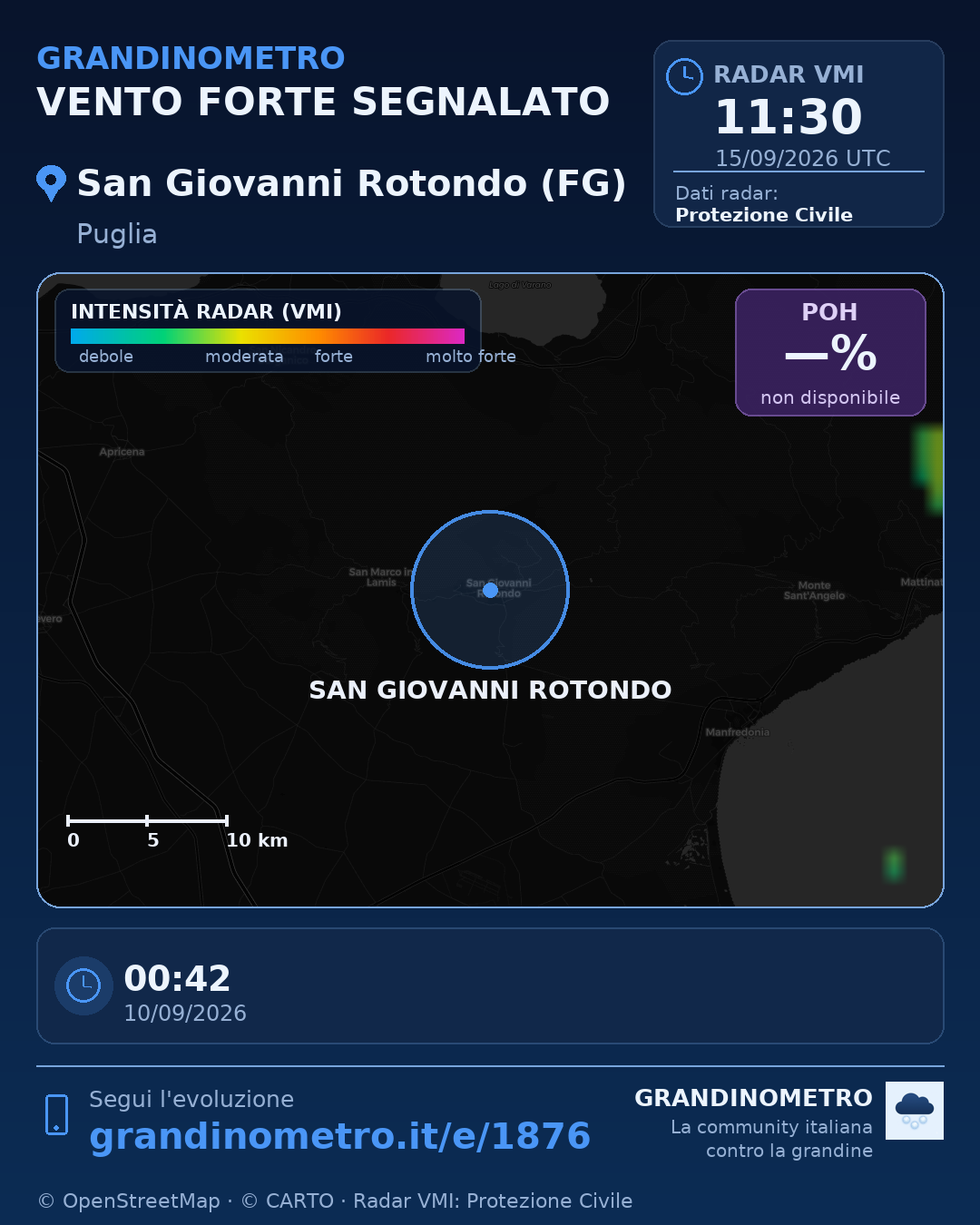 Mappa dell'evento: vento forte a San Giovanni Rotondo (FG)