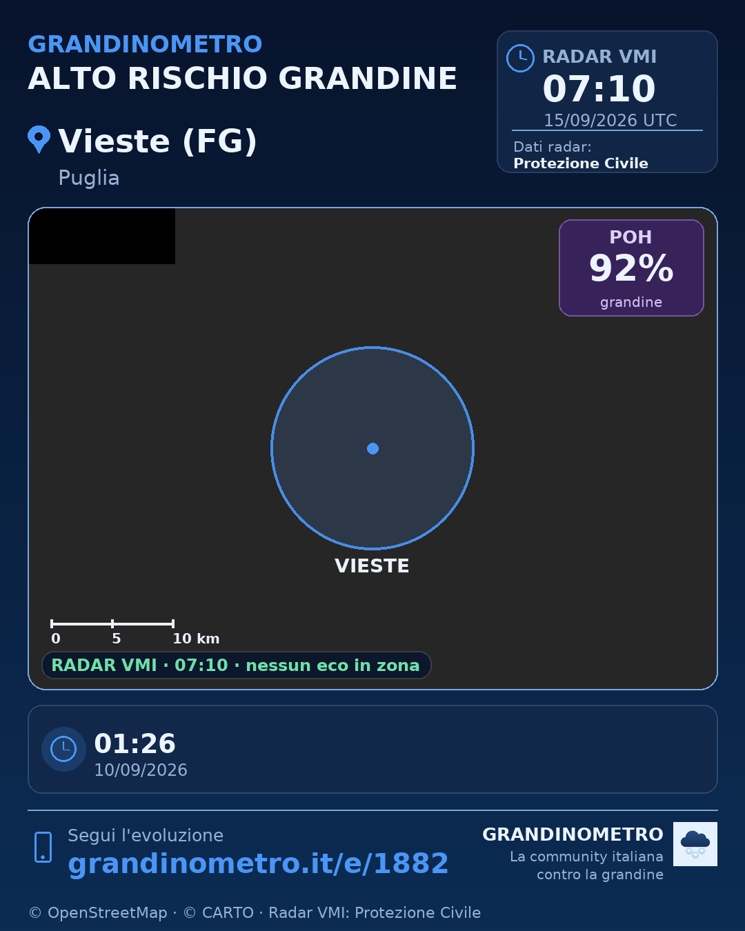Mappa dell'evento: grandine a Vieste (FG)
