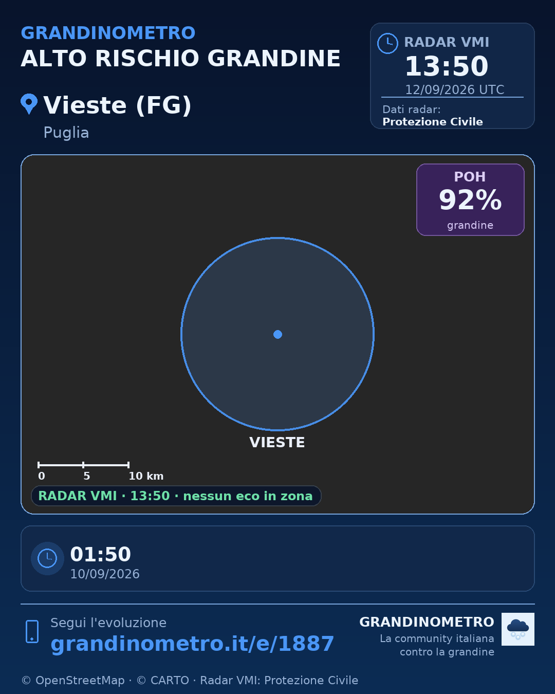 Mappa dell'evento: grandine a Vieste (FG)