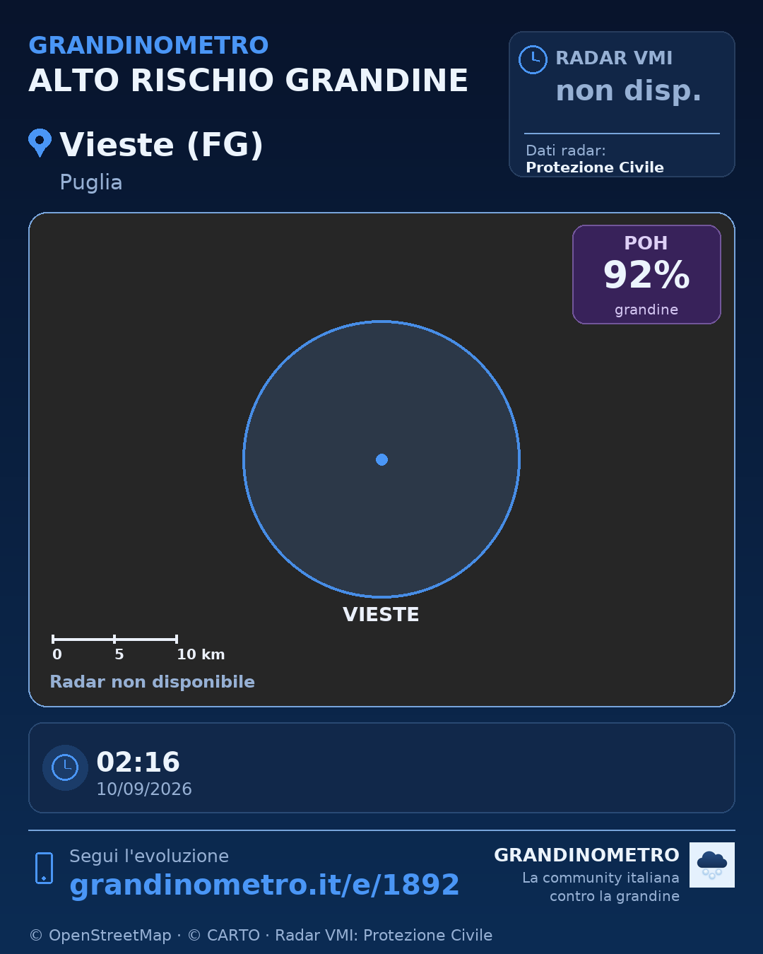 Mappa dell'evento: grandine a Vieste (FG)