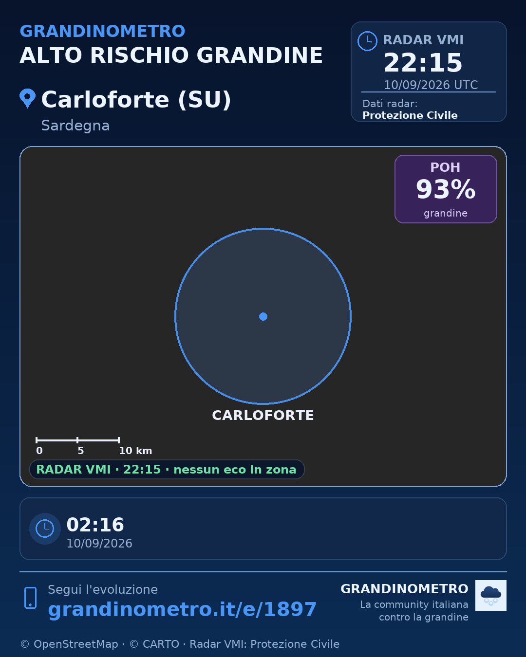 Mappa dell'evento: grandine a Carloforte (SU)
