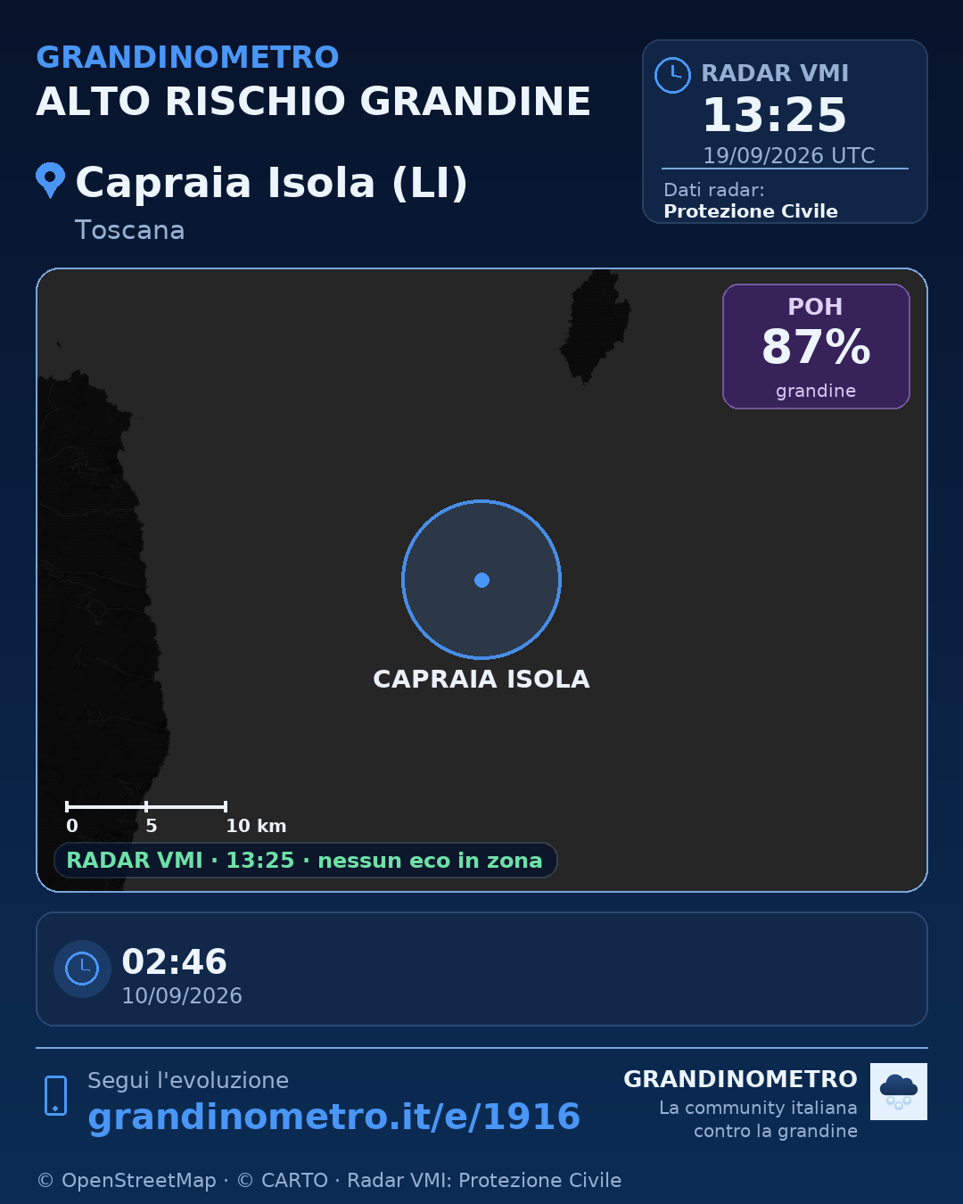 Mappa dell'evento: grandine a Capraia Isola (LI)