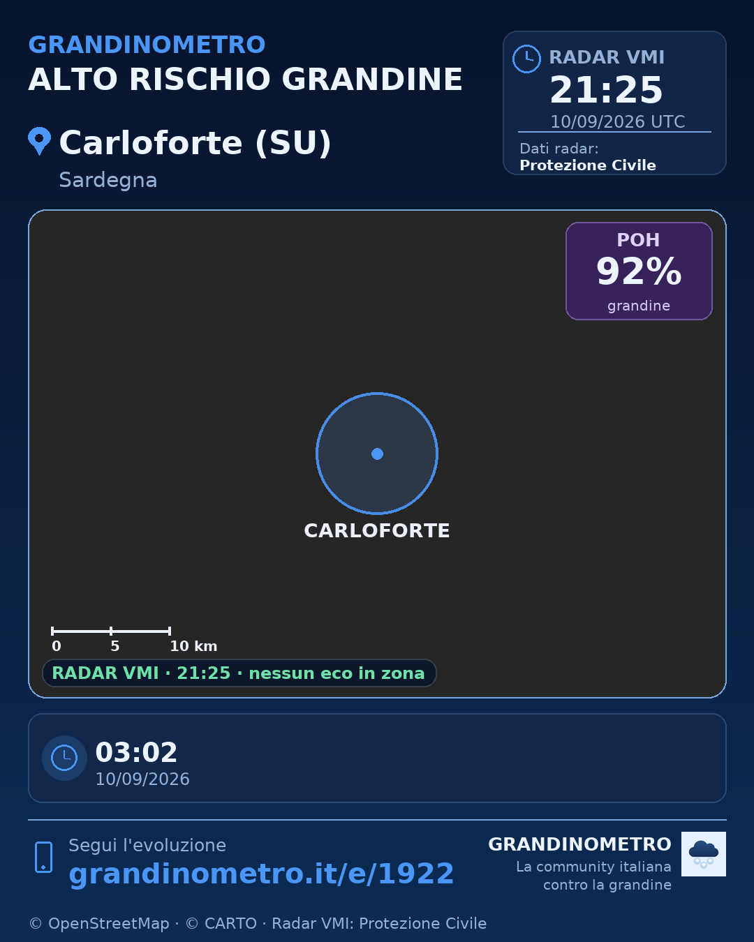 Mappa dell'evento: grandine a Carloforte (SU)