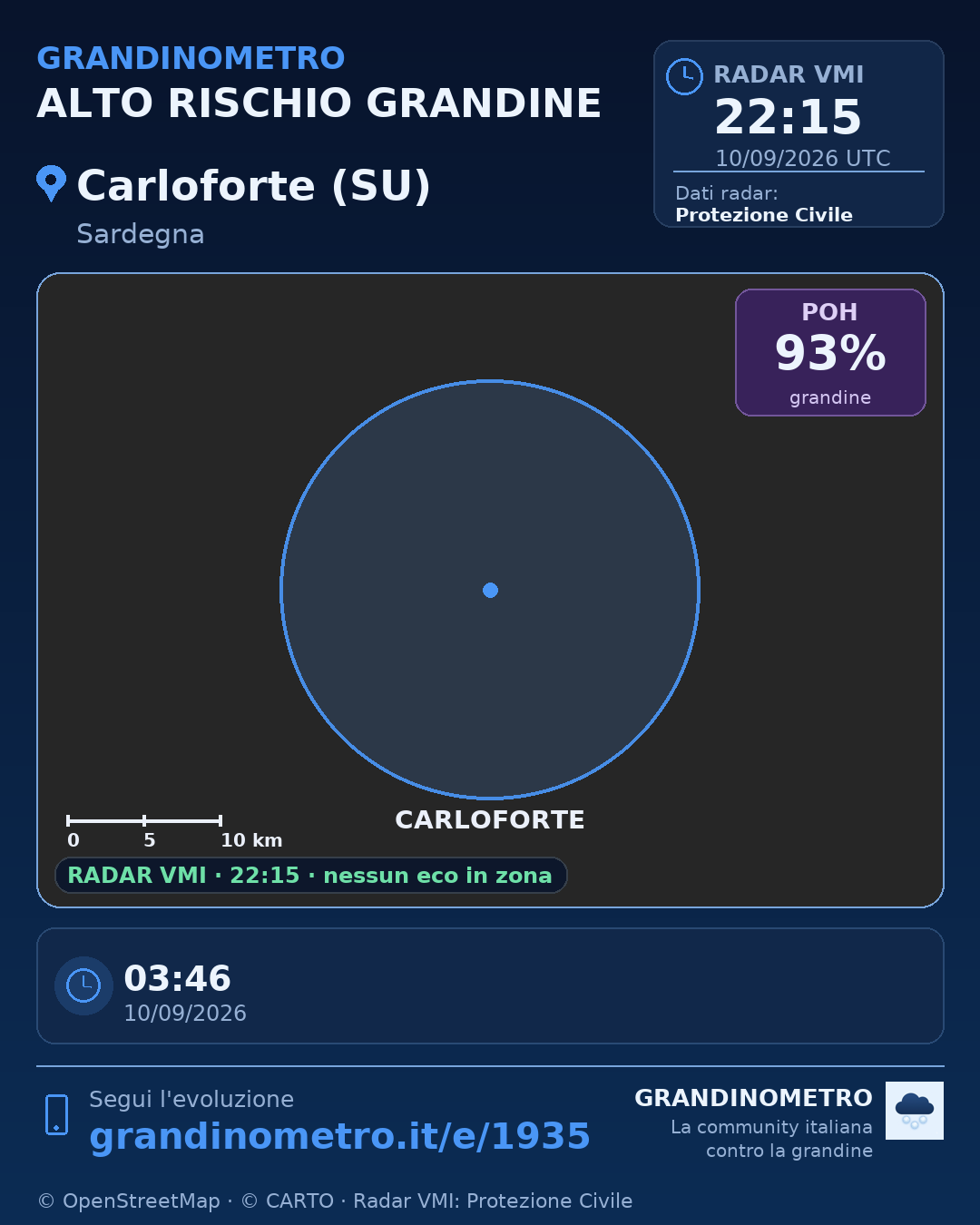 Mappa dell'evento: grandine a Carloforte (SU)