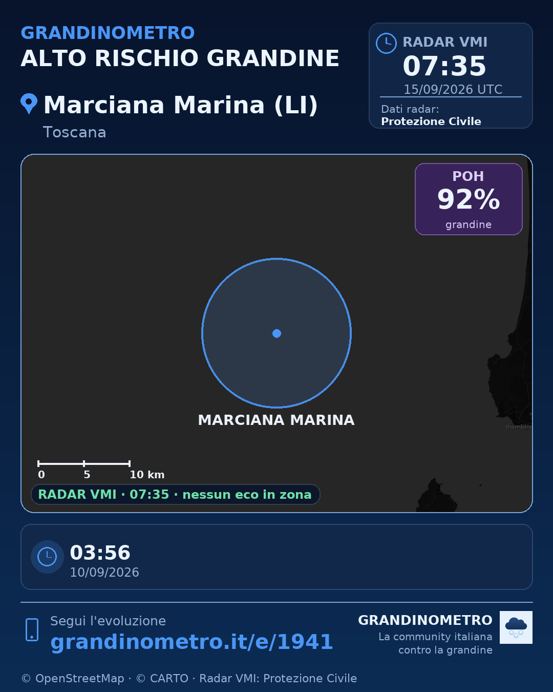 Mappa dell'evento: grandine a Marciana Marina (LI)