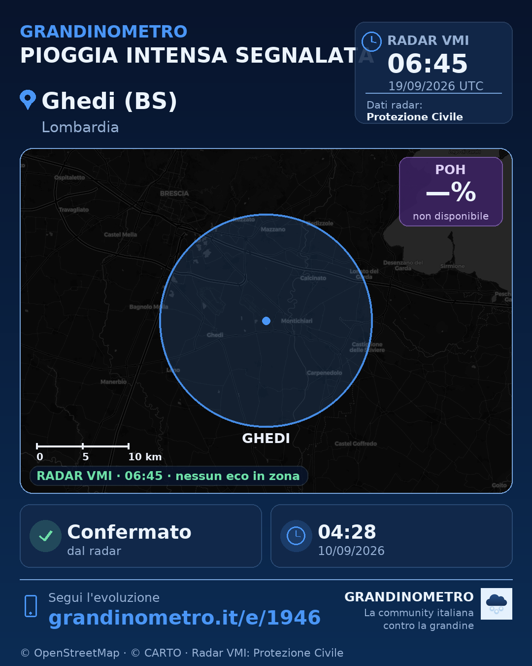 Mappa dell'evento: pioggia intensa a Ghedi (BS)