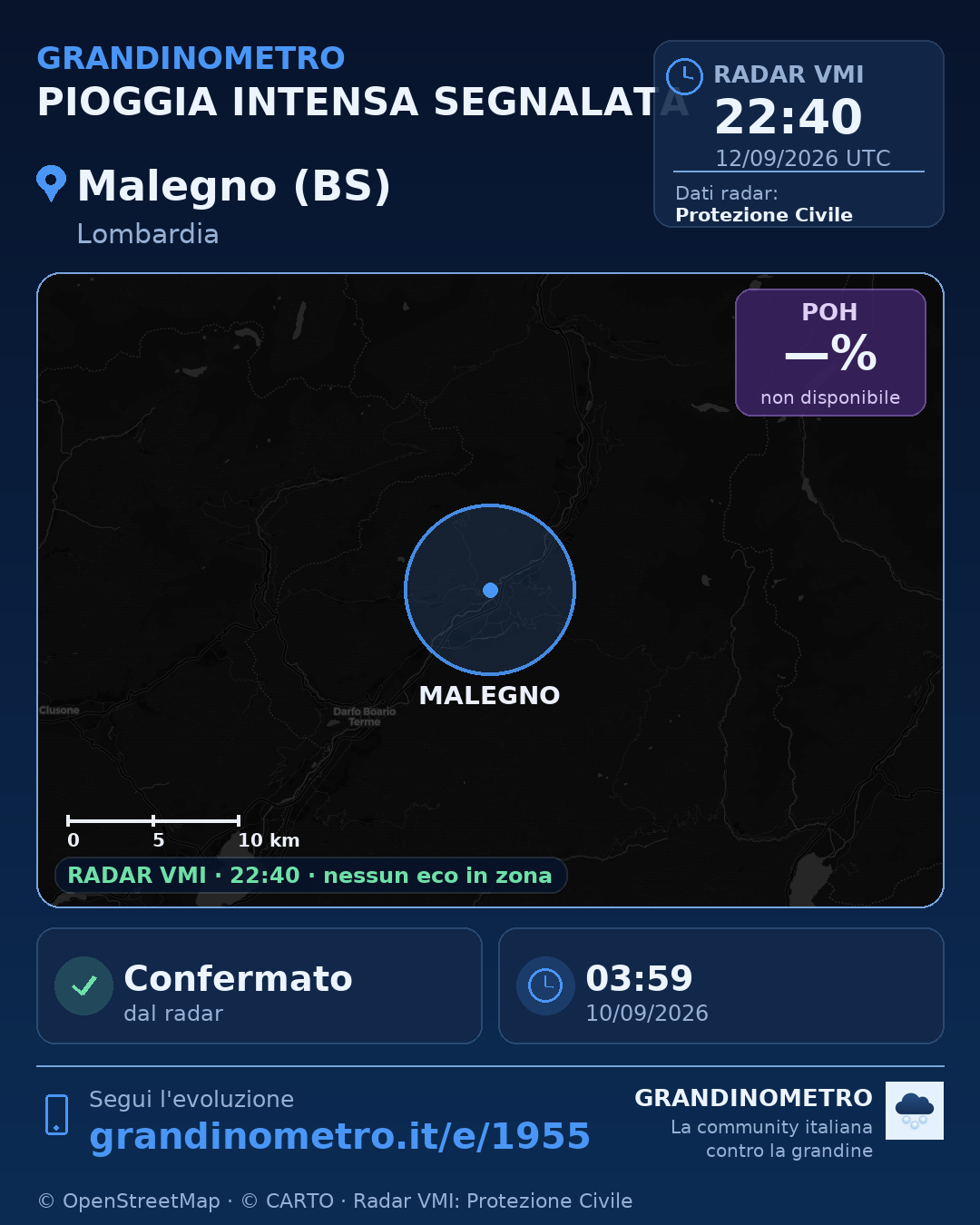 Mappa dell'evento: pioggia intensa a Malegno (BS)