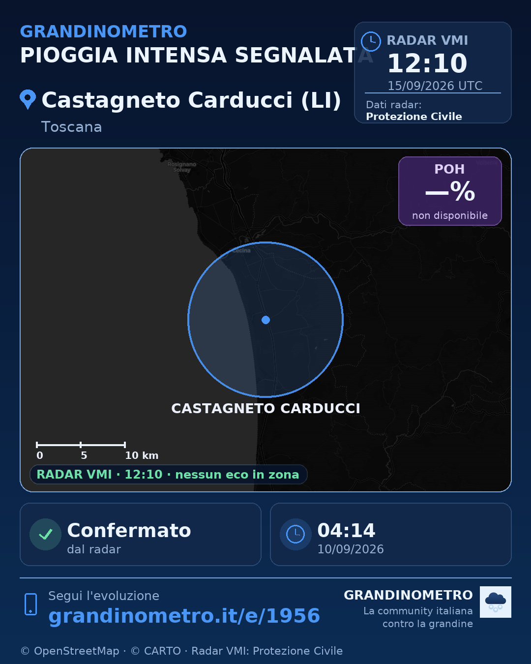 Mappa dell'evento: pioggia intensa a Castagneto Carducci (LI)
