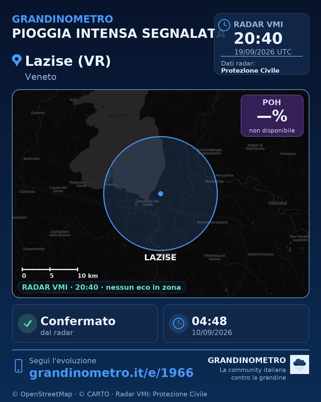 Mappa dell'evento: pioggia intensa a Lazise (VR)