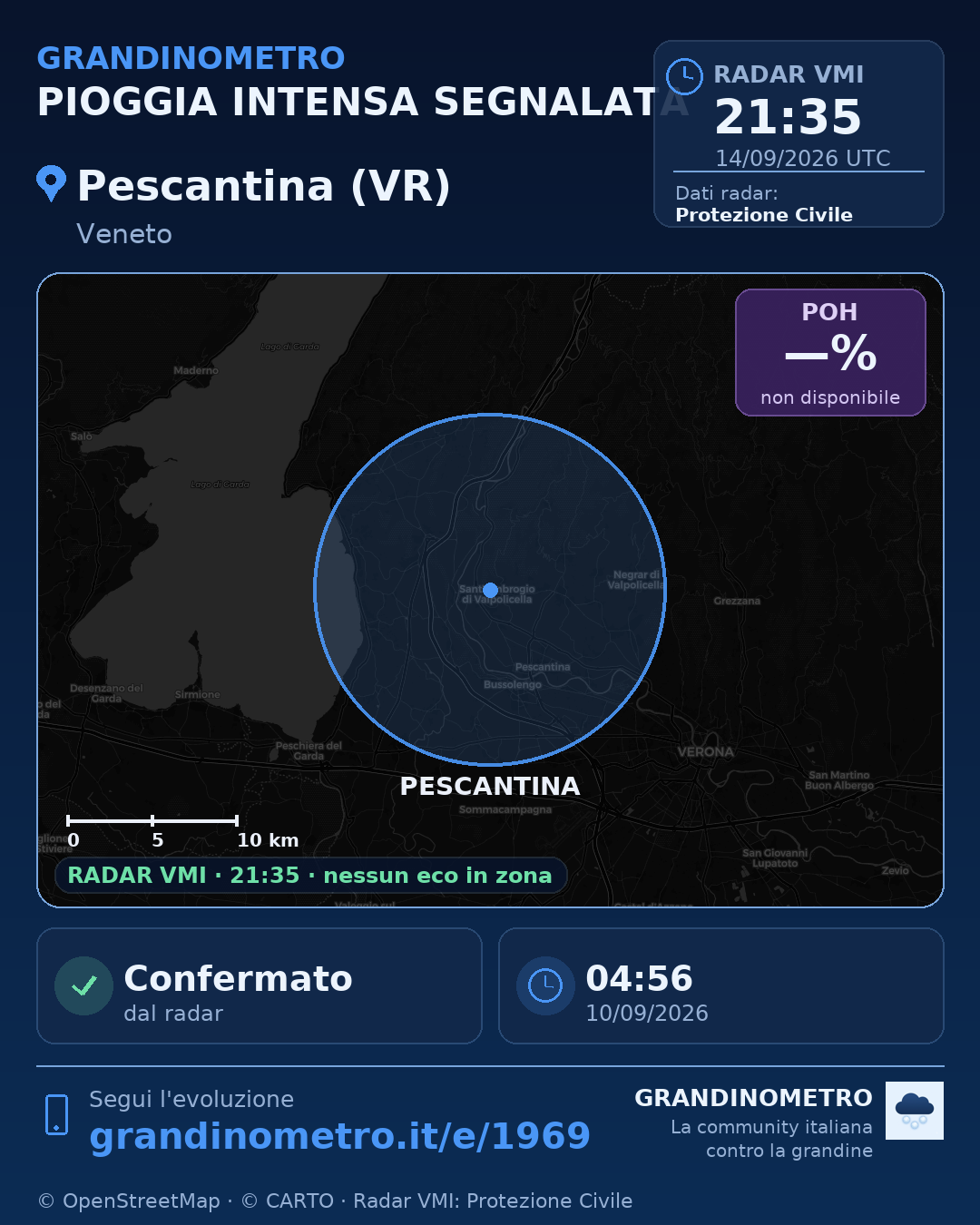 Mappa dell'evento: pioggia intensa a Pescantina (VR)