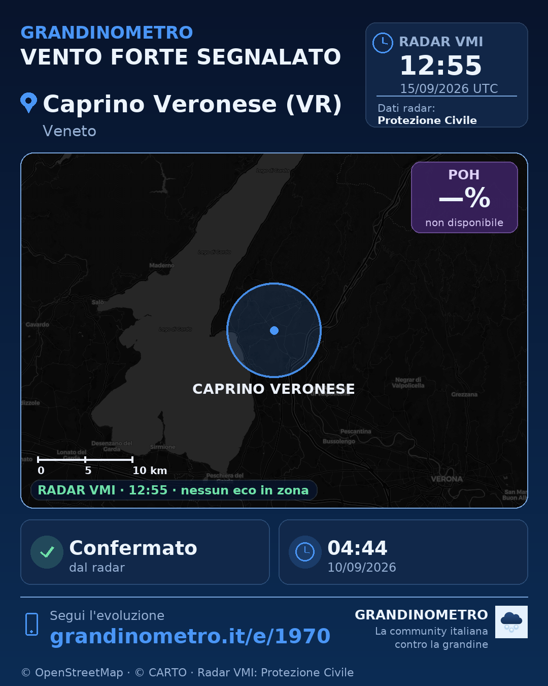Mappa dell'evento: vento forte a Caprino Veronese (VR)