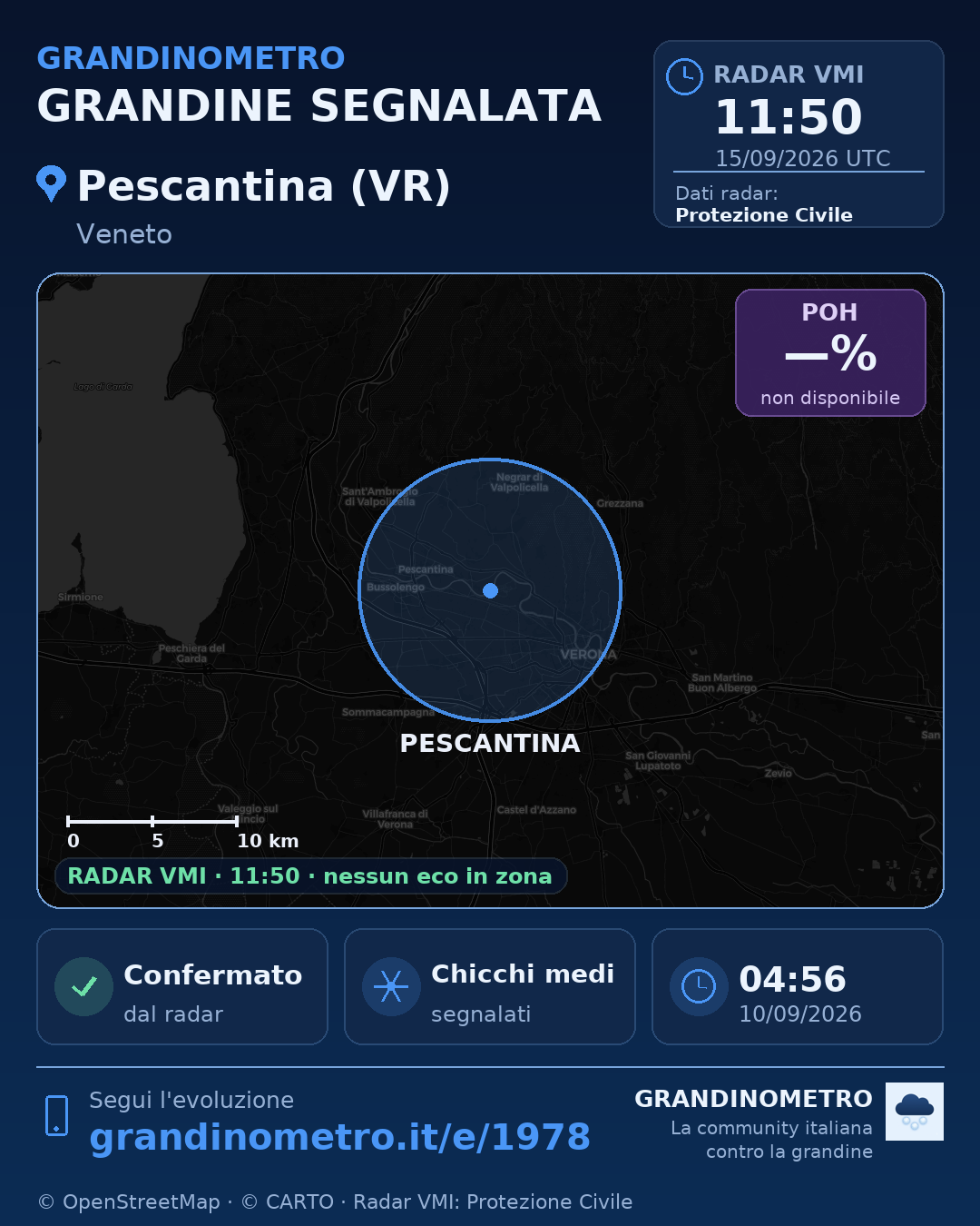 Mappa dell'evento: grandine a Pescantina (VR)