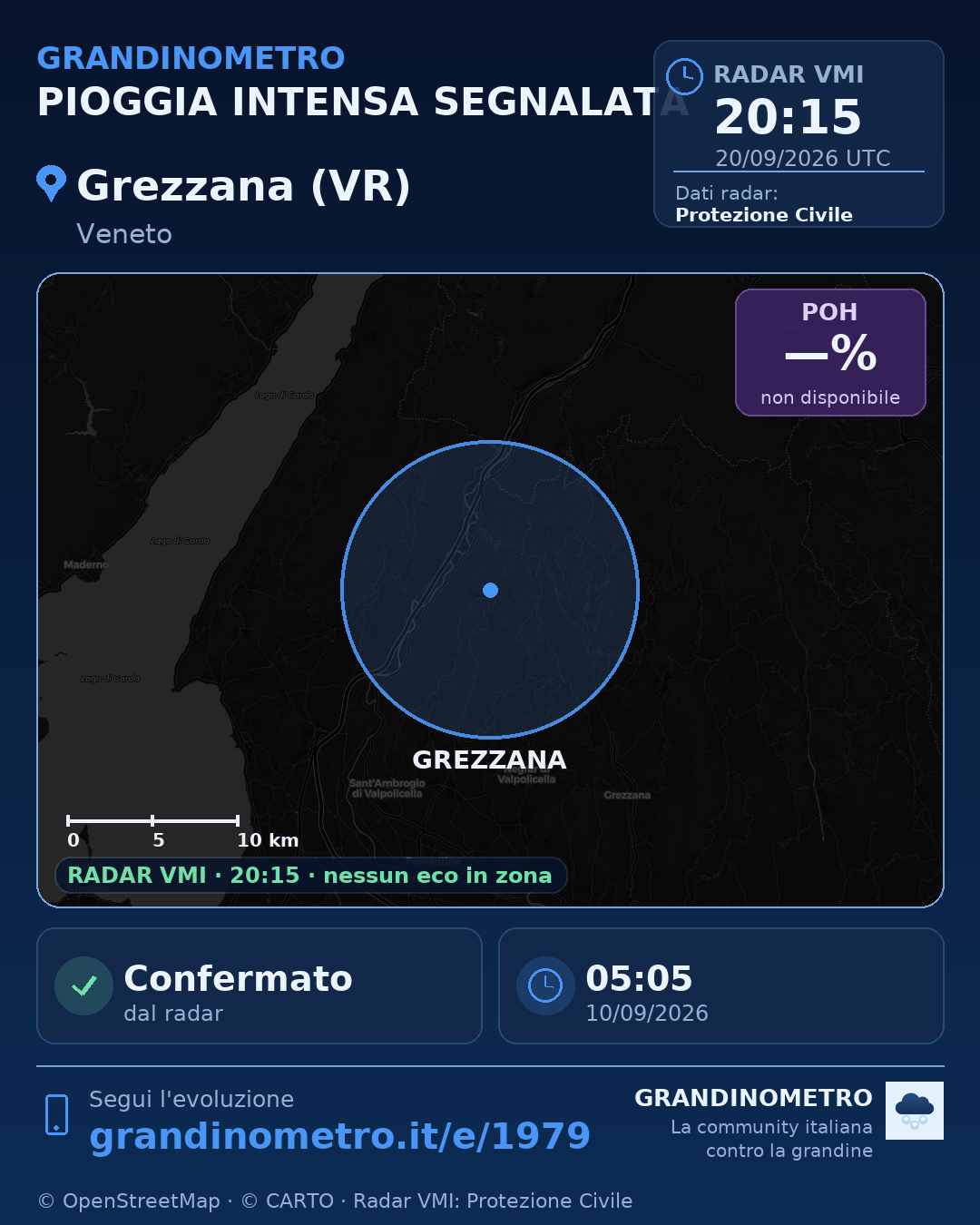 Mappa dell'evento: pioggia intensa a Grezzana (VR)