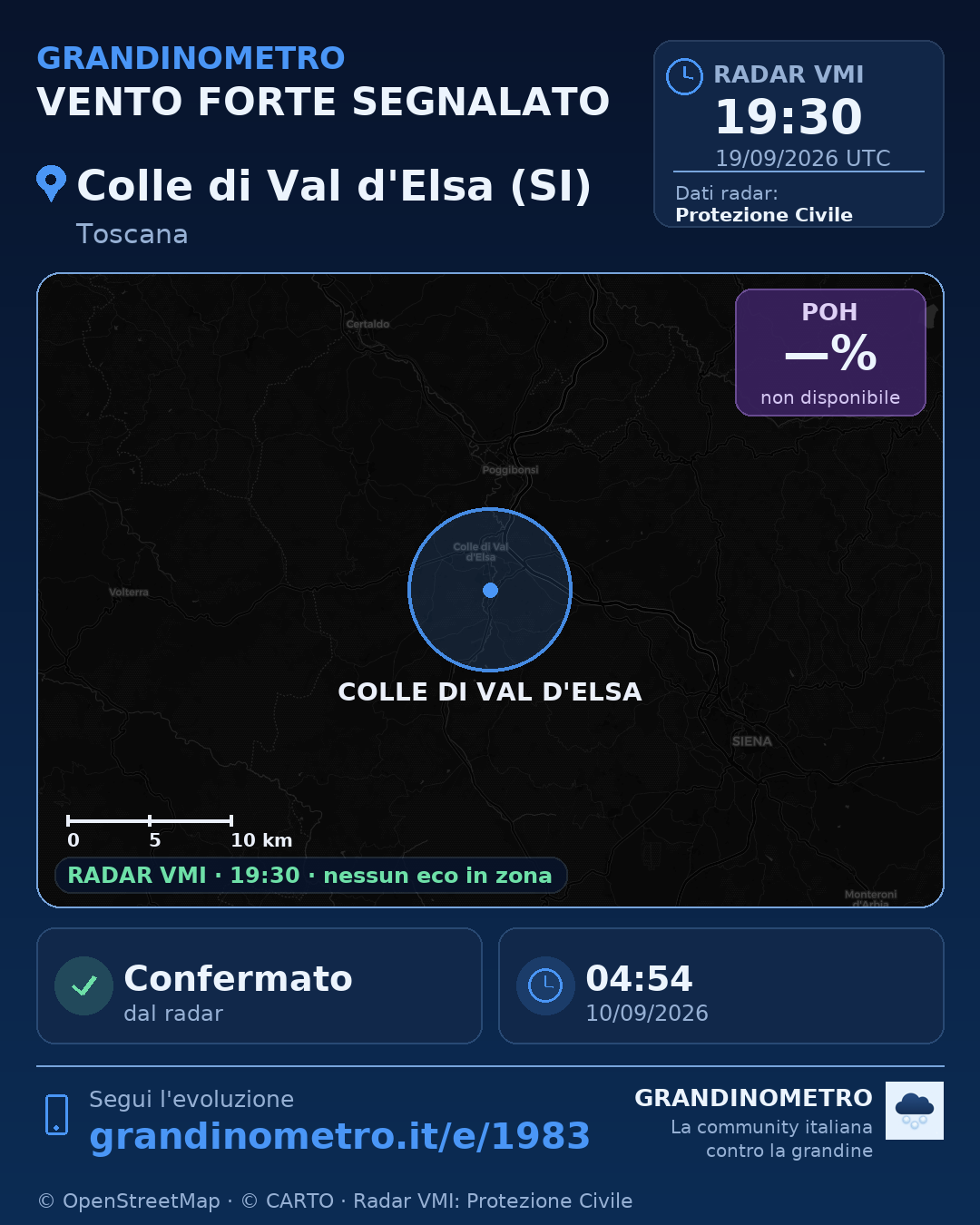 Mappa dell'evento: vento forte a Colle di Val d'Elsa (SI)