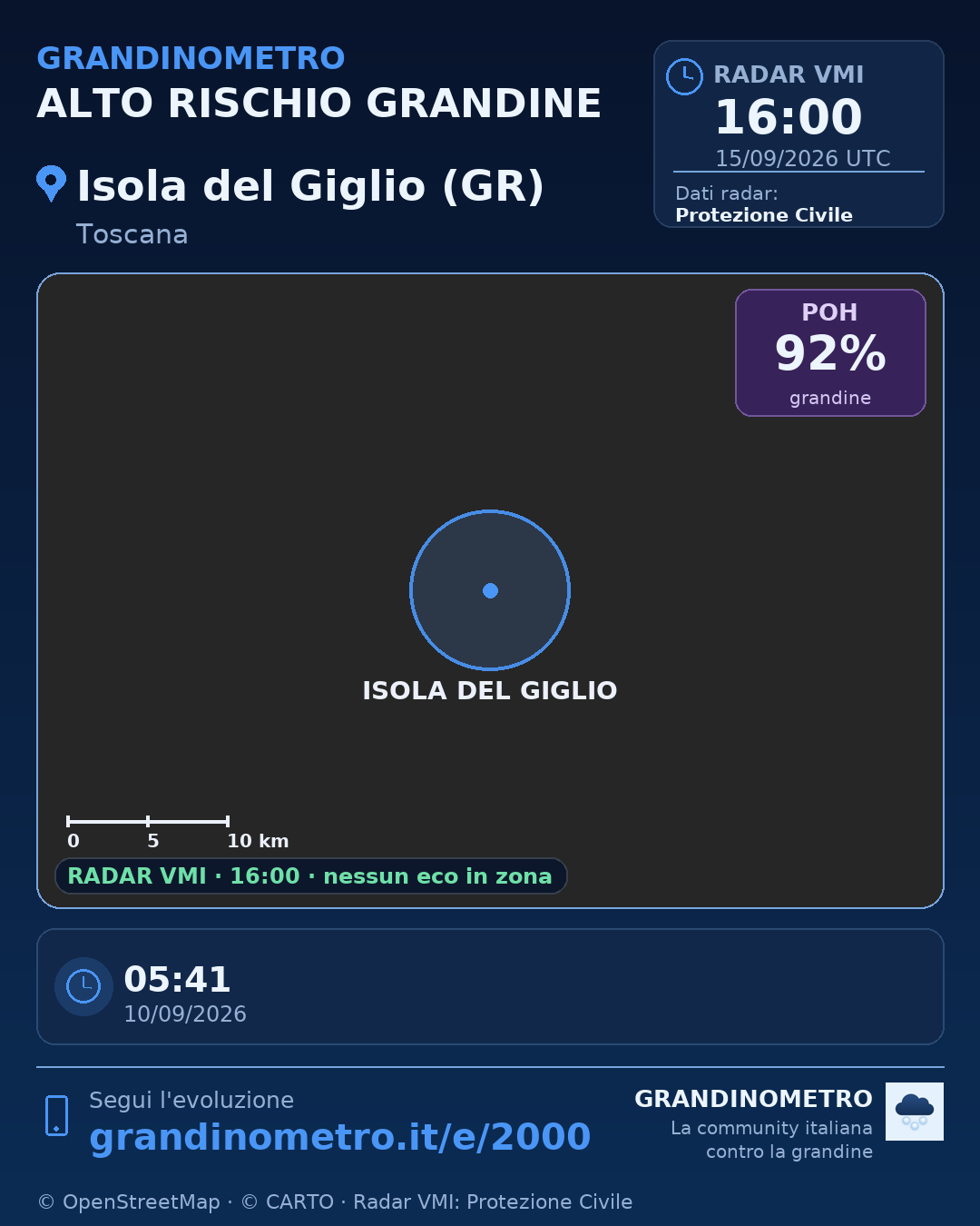 Mappa dell'evento: grandine a Isola del Giglio (GR)