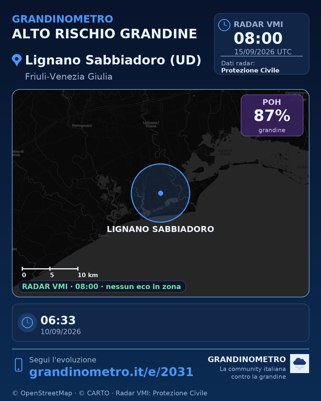 Mappa dell'evento: grandine a Lignano Sabbiadoro (UD)