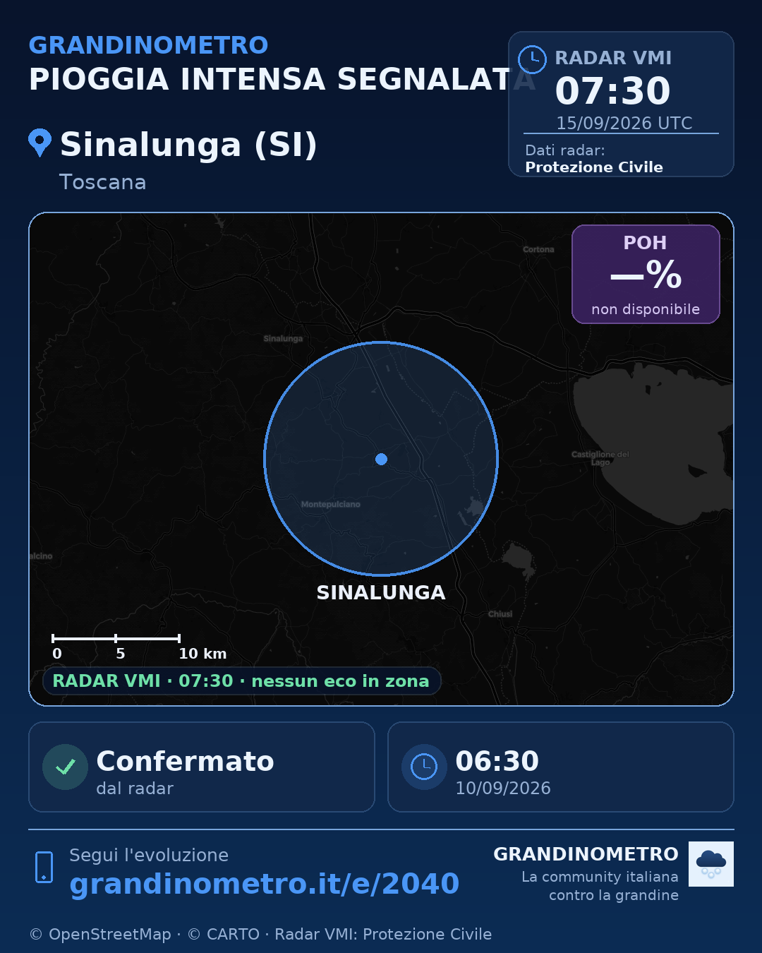 Mappa dell'evento: pioggia intensa a Sinalunga (SI)
