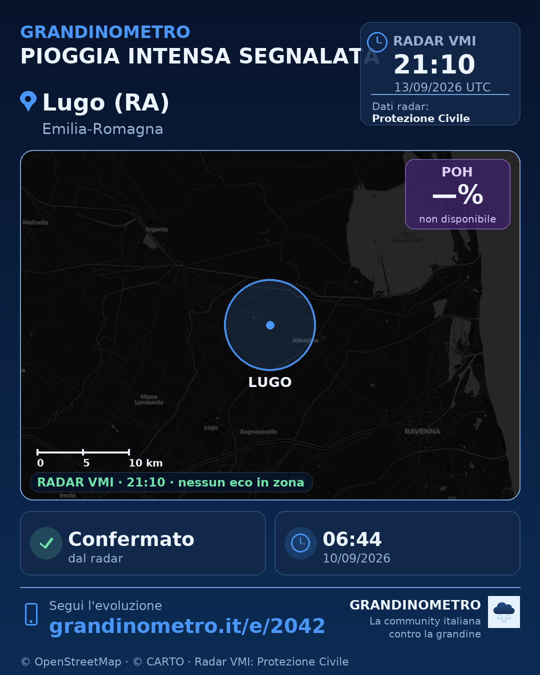 Mappa dell'evento: pioggia intensa a Lugo (RA)