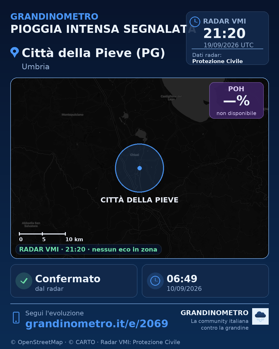 Mappa dell'evento: pioggia intensa a Città della Pieve (PG)