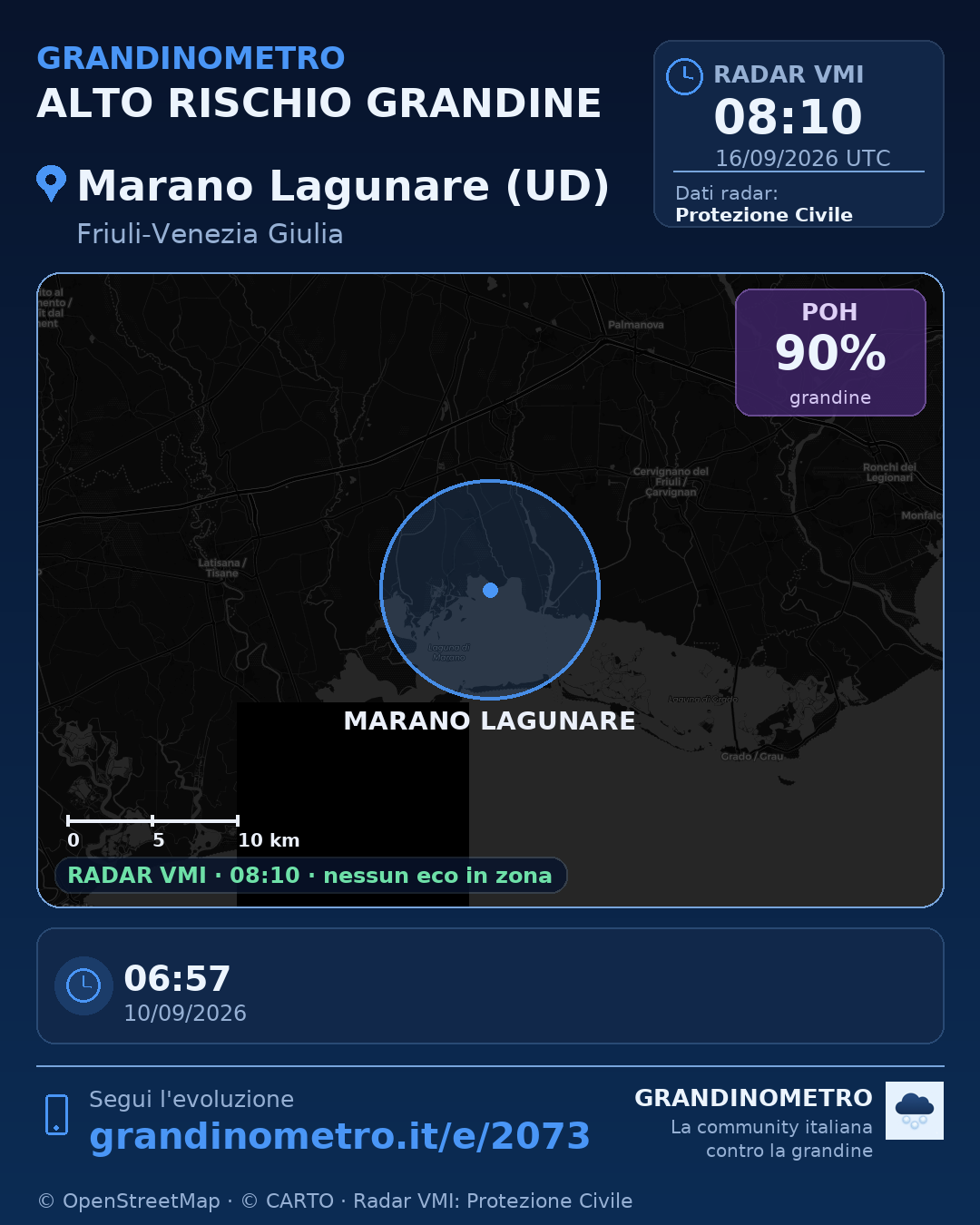 Mappa dell'evento: grandine a Marano Lagunare (UD)