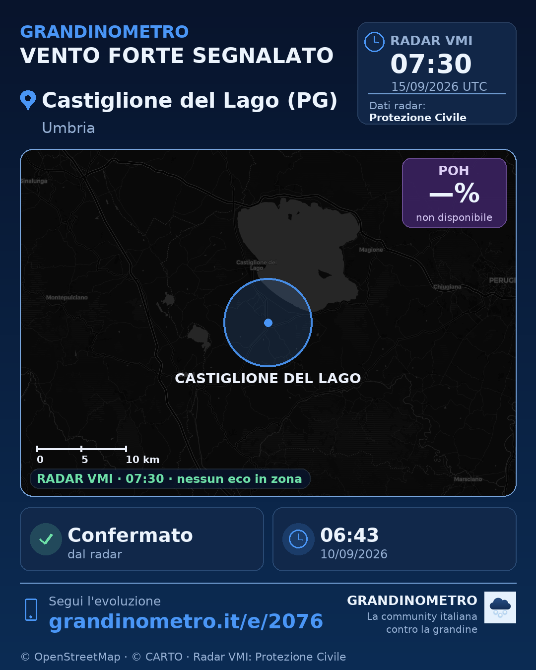 Mappa dell'evento: vento forte a Castiglione del Lago (PG)