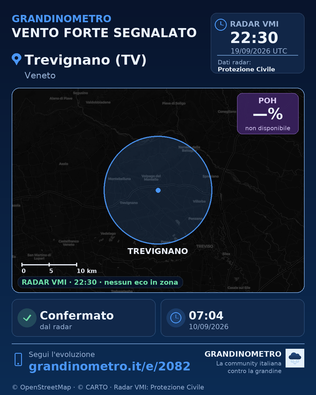 Mappa dell'evento: vento forte a Trevignano (TV)