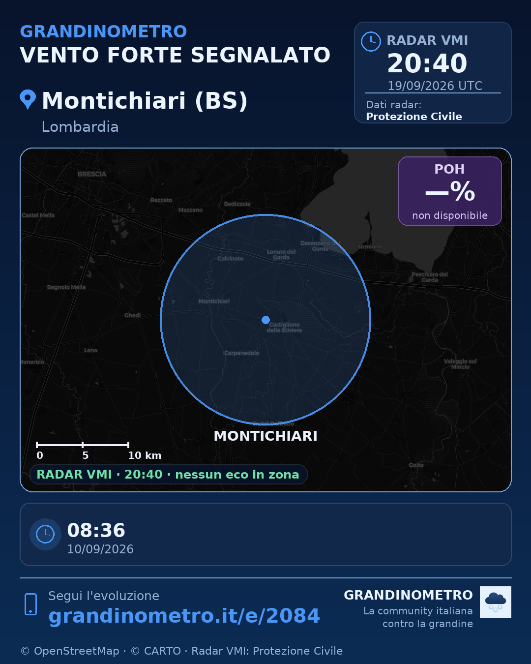 Mappa dell'evento: vento forte a Montichiari (BS)