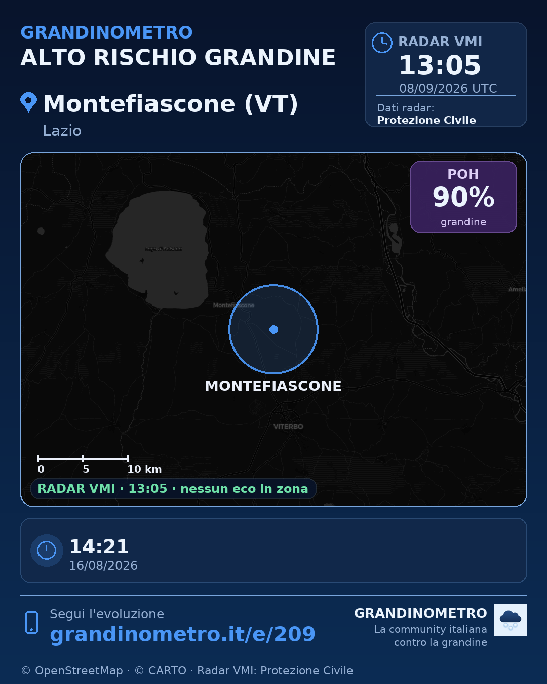 Mappa dell'evento: grandine a Montefiascone (VT)