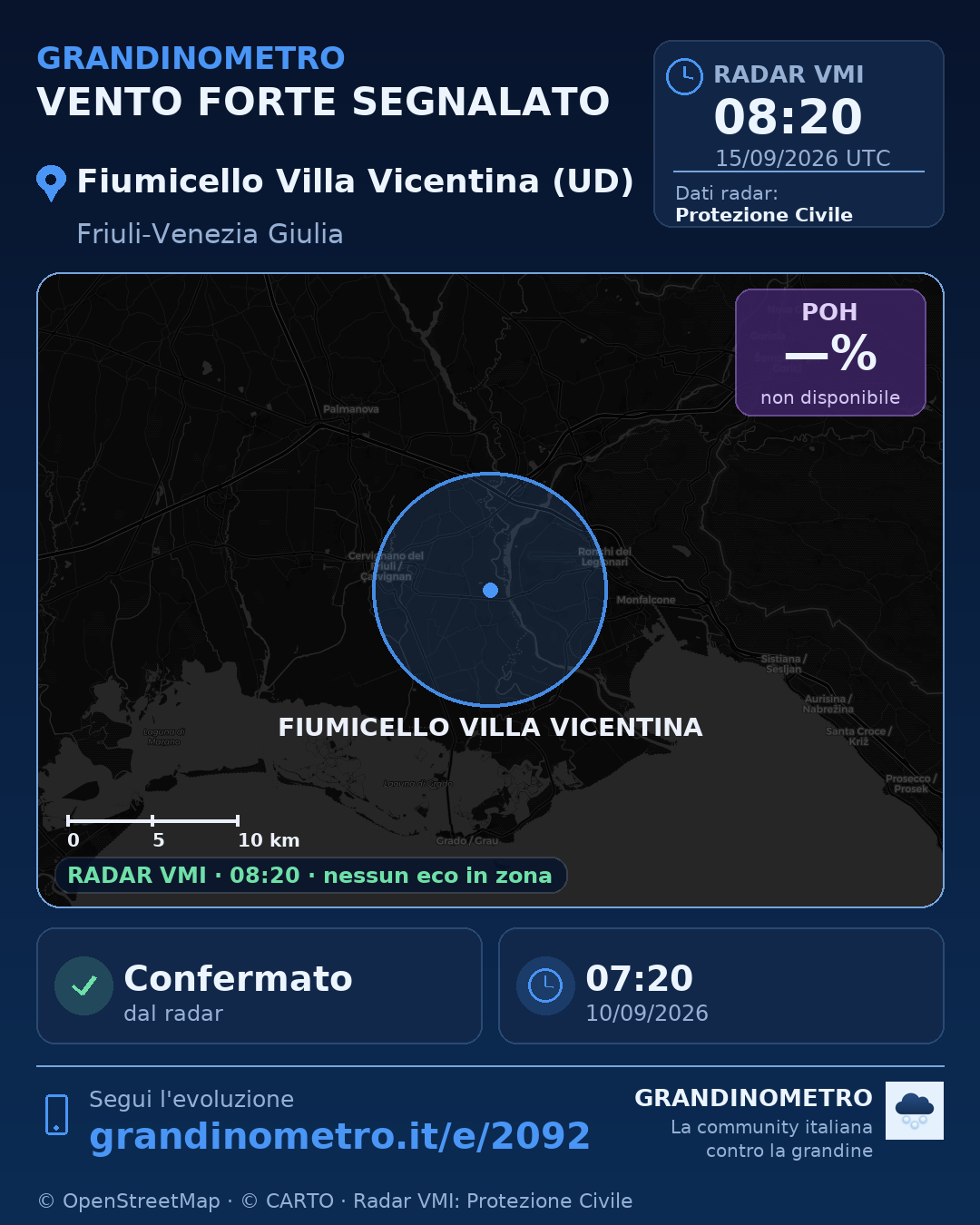 Mappa dell'evento: vento forte a Fiumicello Villa Vicentina (UD)