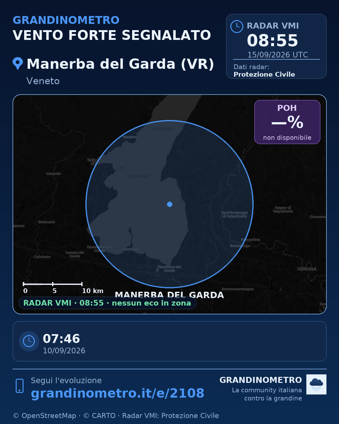 Mappa dell'evento: vento forte a Manerba del Garda (VR)