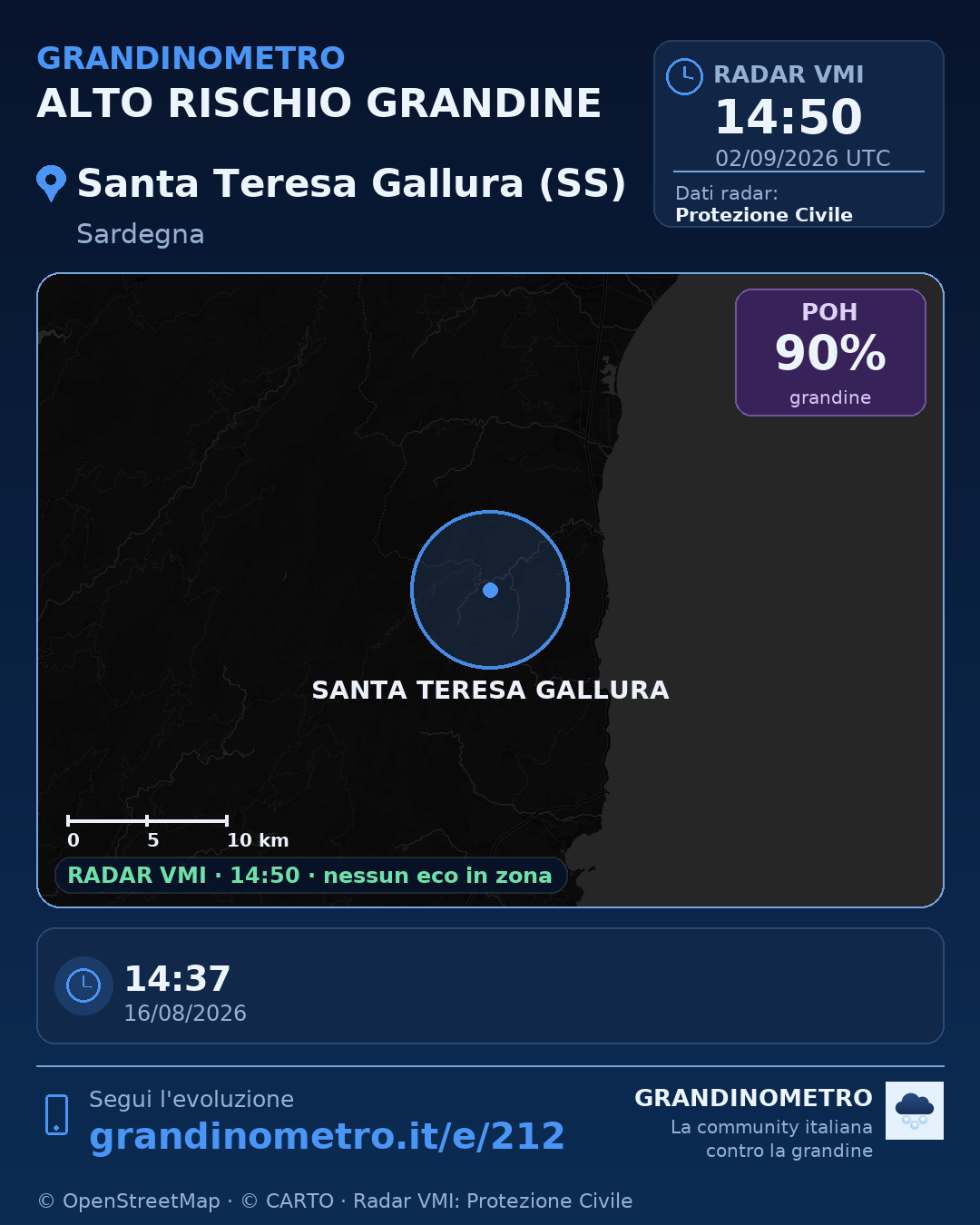 Mappa dell'evento: grandine a Santa Teresa Gallura (SS)