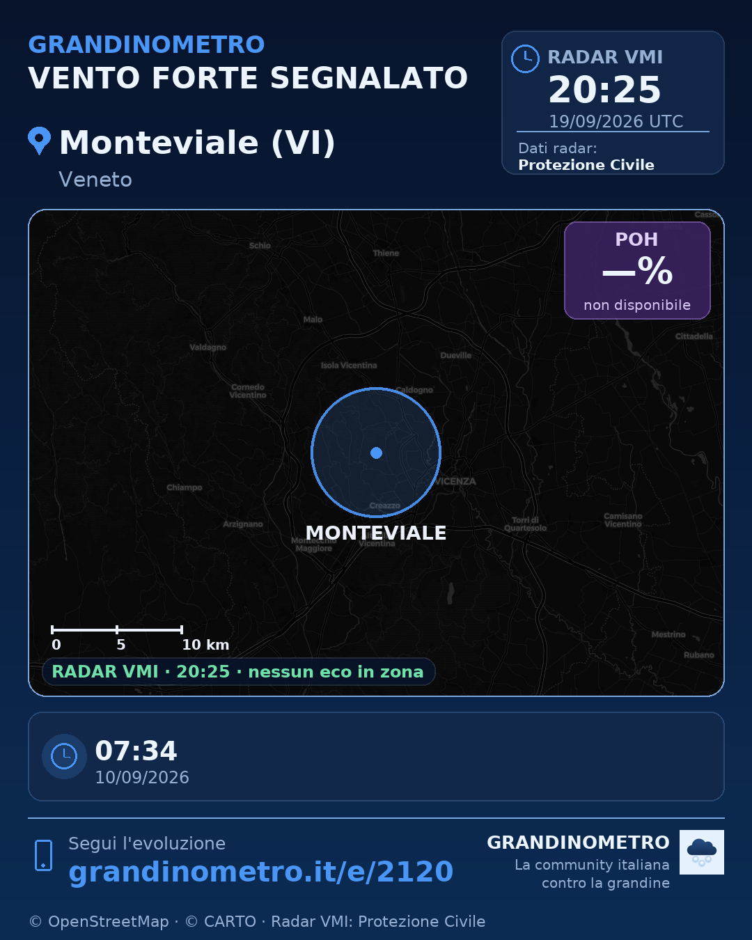 Mappa dell'evento: vento forte a Monteviale (VI)
