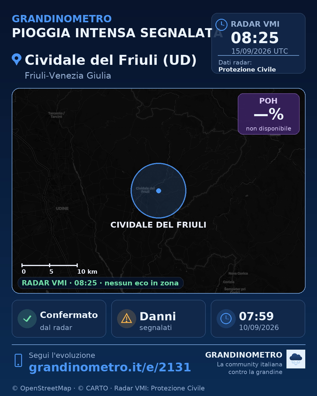 Mappa dell'evento: pioggia intensa a Cividale del Friuli (UD)