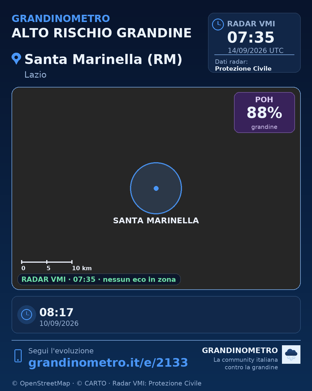 Mappa dell'evento: grandine a Santa Marinella (RM)