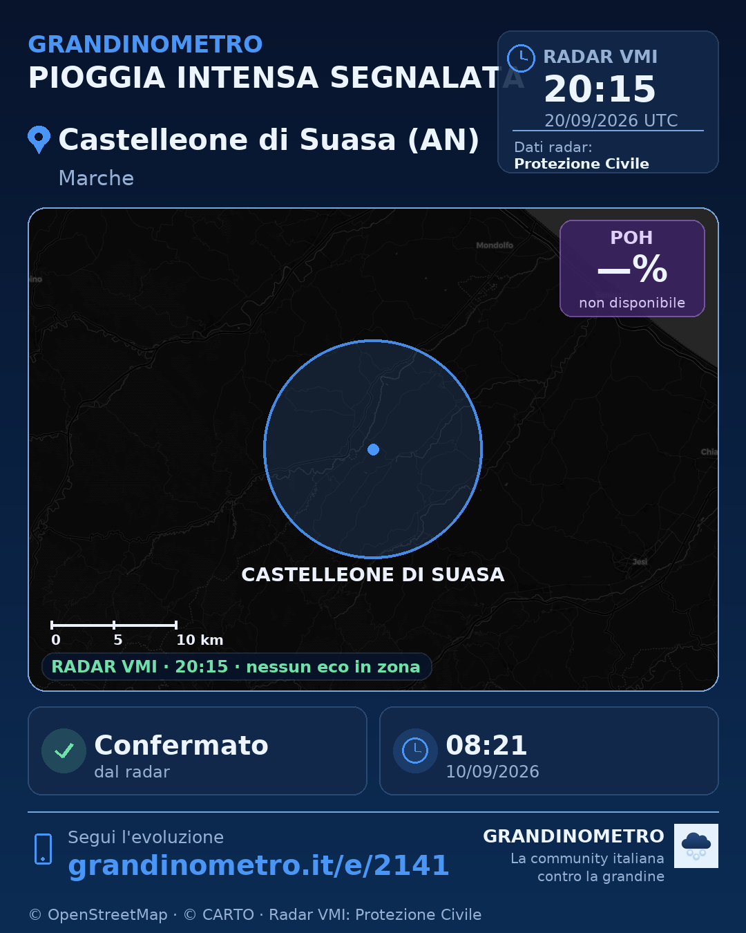 Mappa dell'evento: pioggia intensa a Castelleone di Suasa (AN)