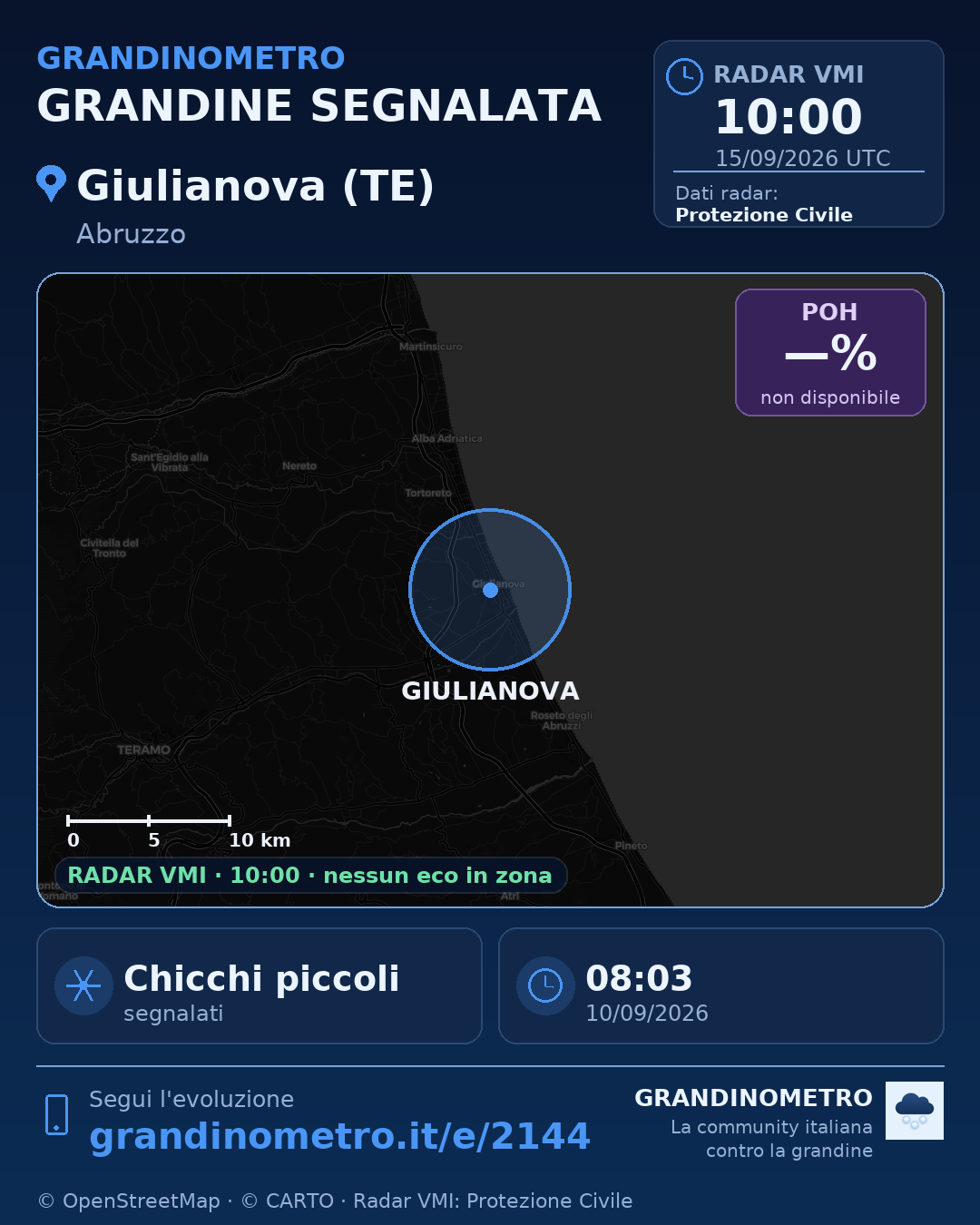 Mappa dell'evento: grandine a Giulianova (TE)