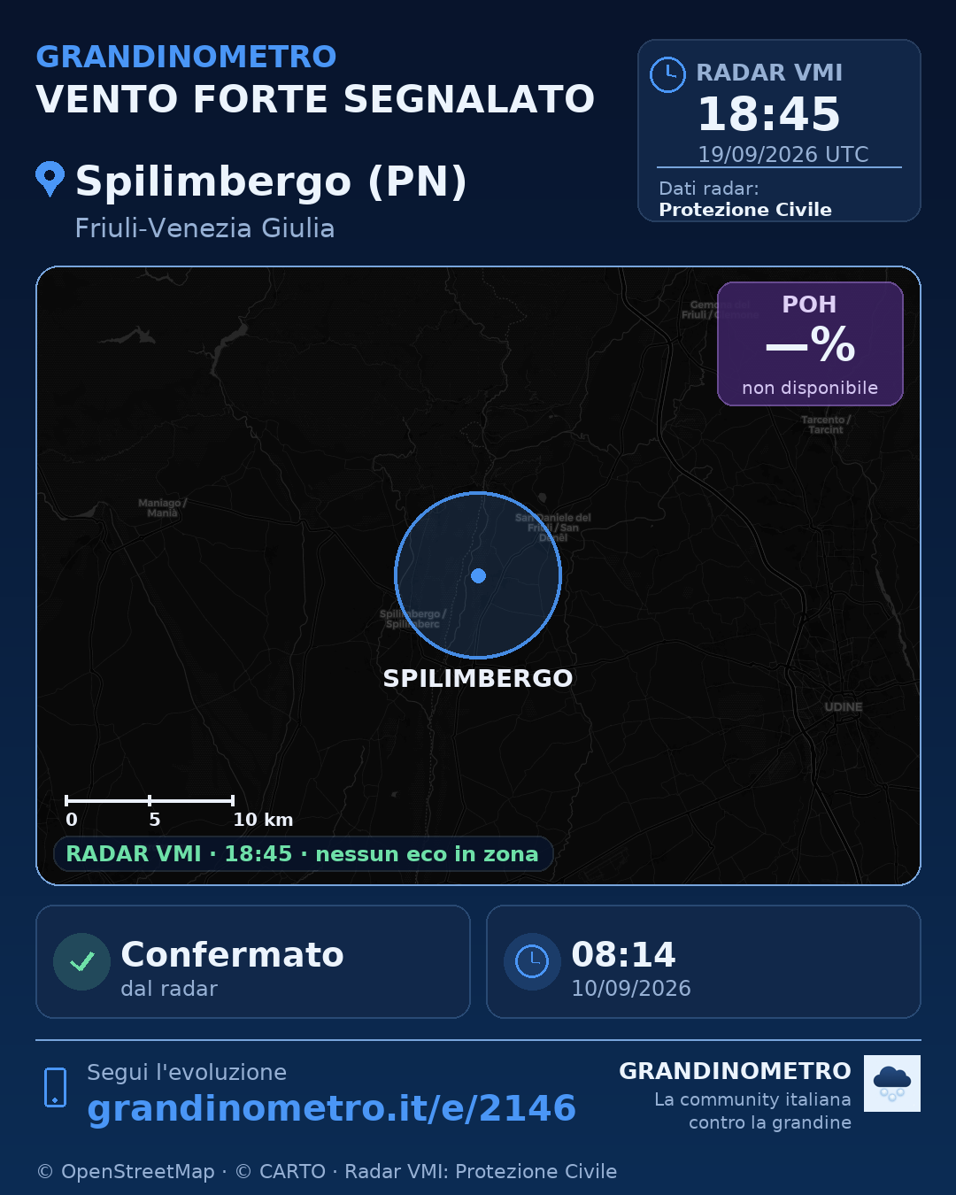 Mappa dell'evento: vento forte a Spilimbergo (PN)