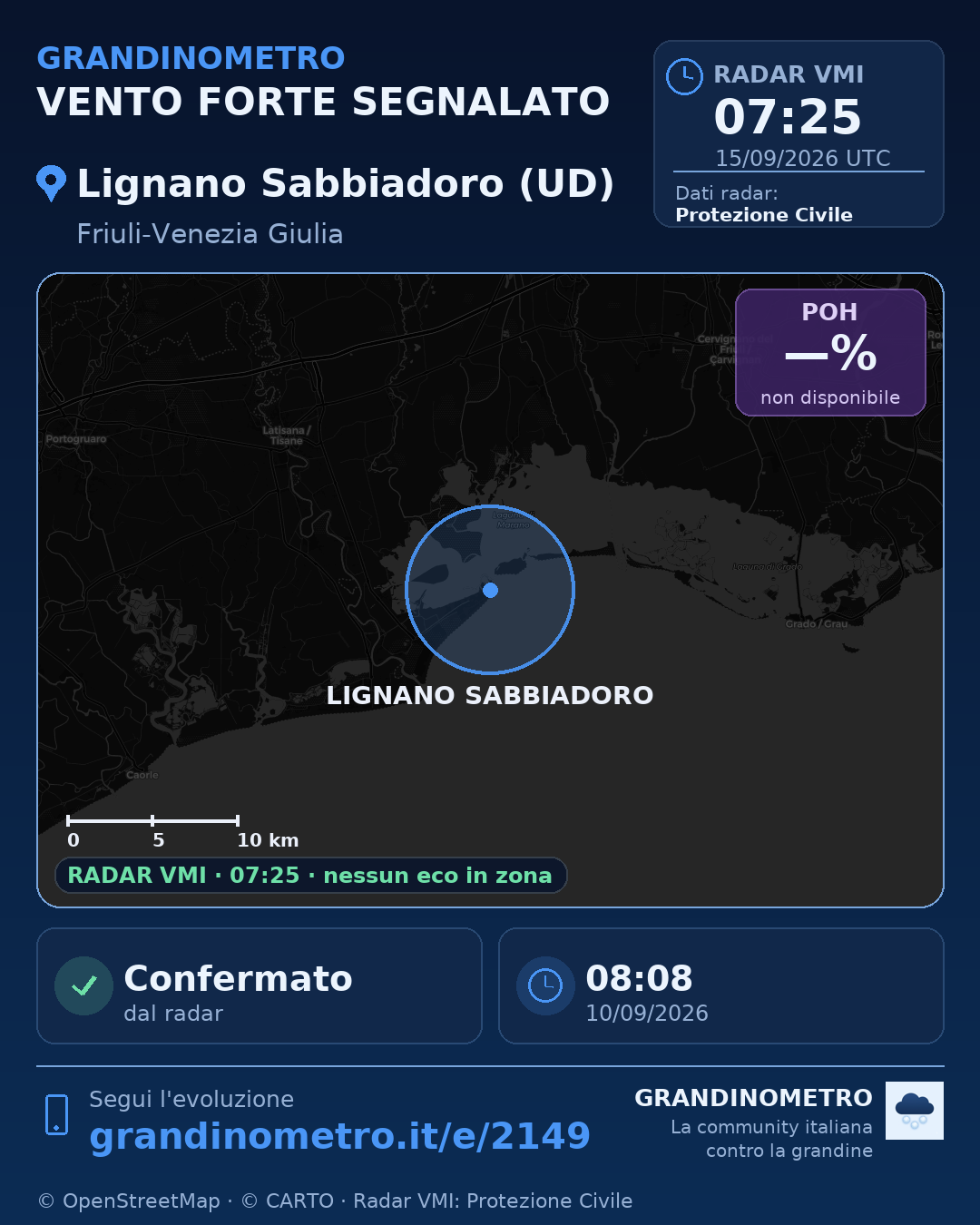 Mappa dell'evento: vento forte a Lignano Sabbiadoro (UD)