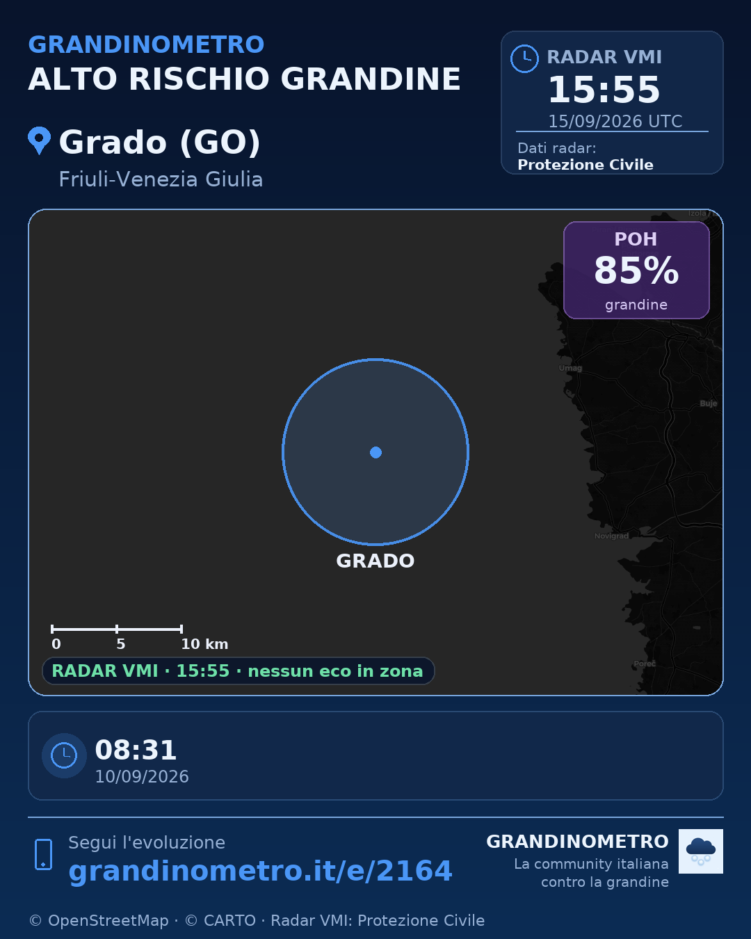 Mappa dell'evento: grandine a Grado (GO)