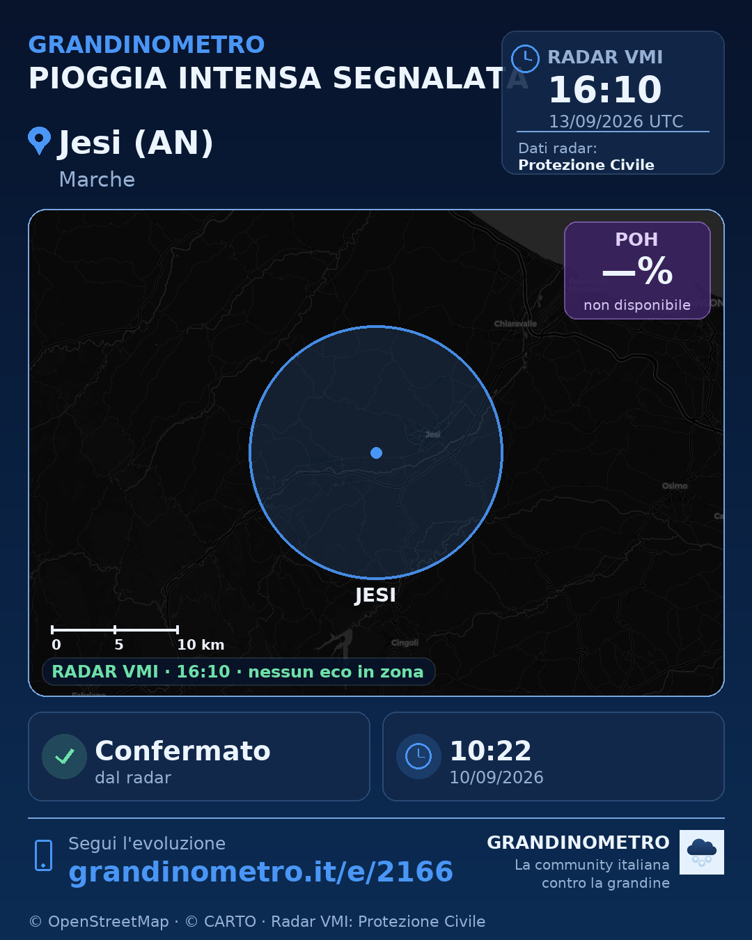 Mappa dell'evento: pioggia intensa a Jesi (AN)