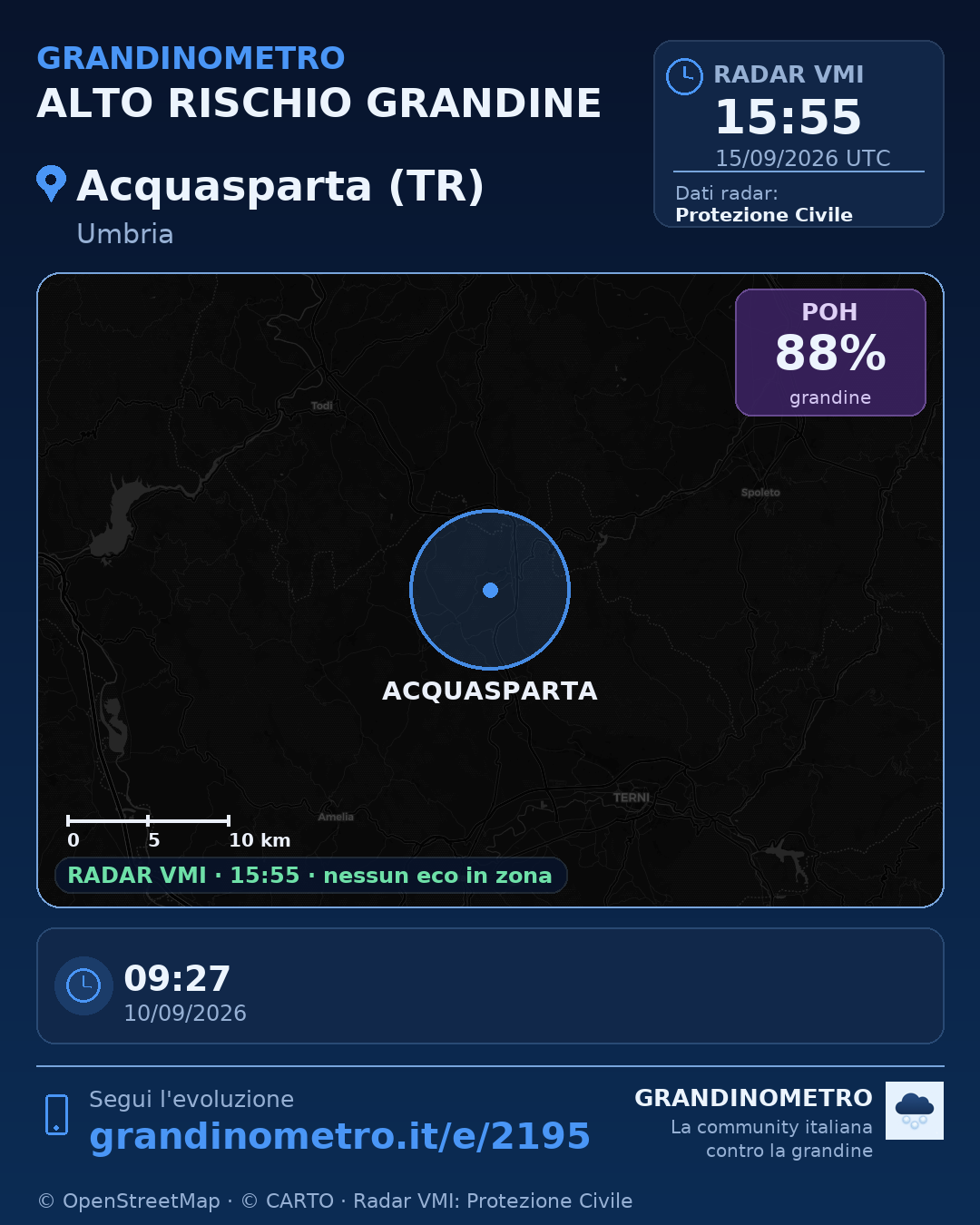 Mappa dell'evento: grandine ad Acquasparta (TR)