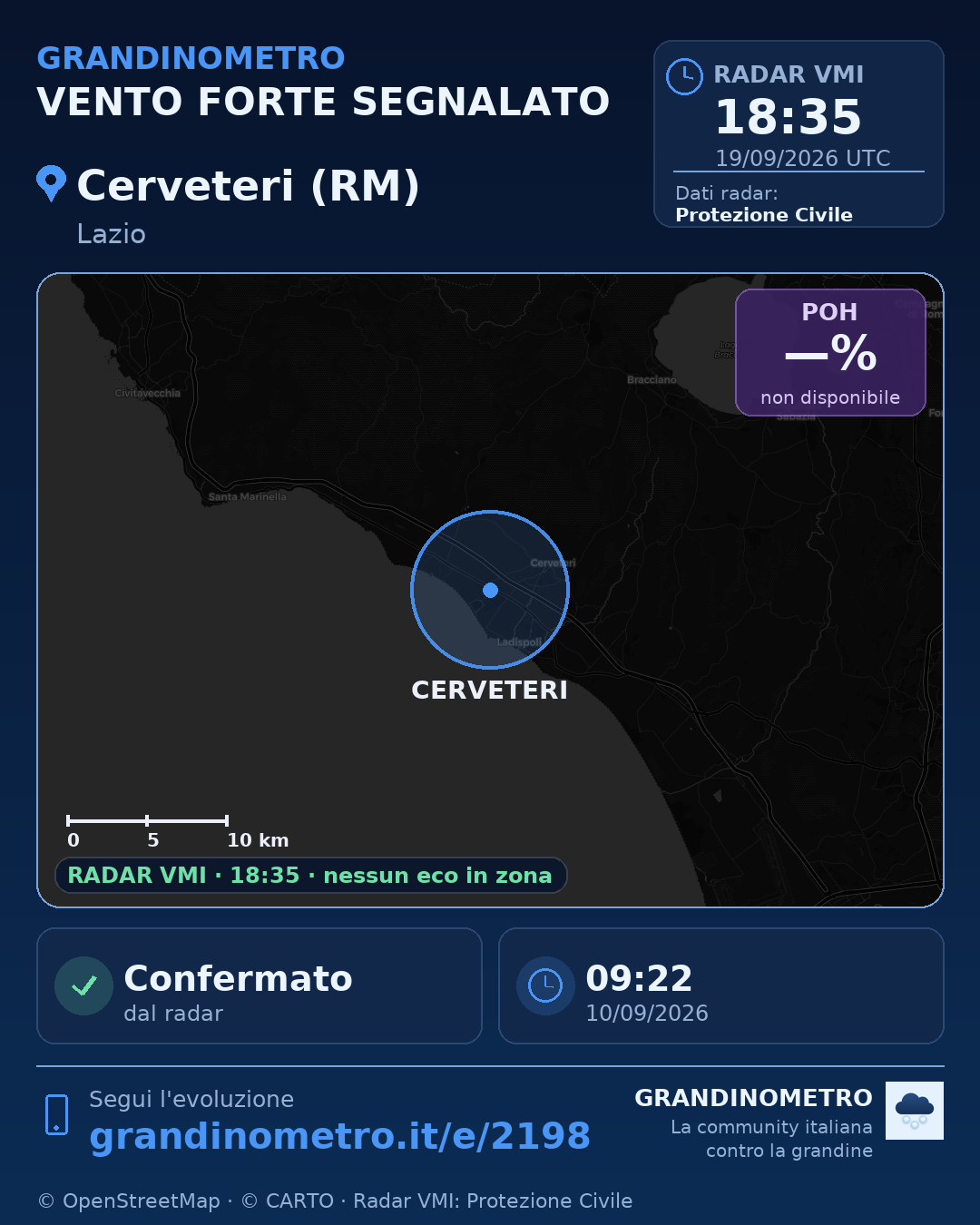 Mappa dell'evento: vento forte a Cerveteri (RM)