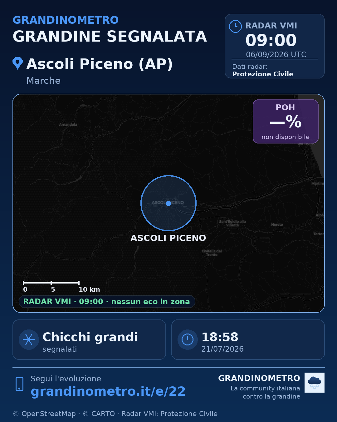 Mappa dell'evento: grandine ad Ascoli Piceno (AP)
