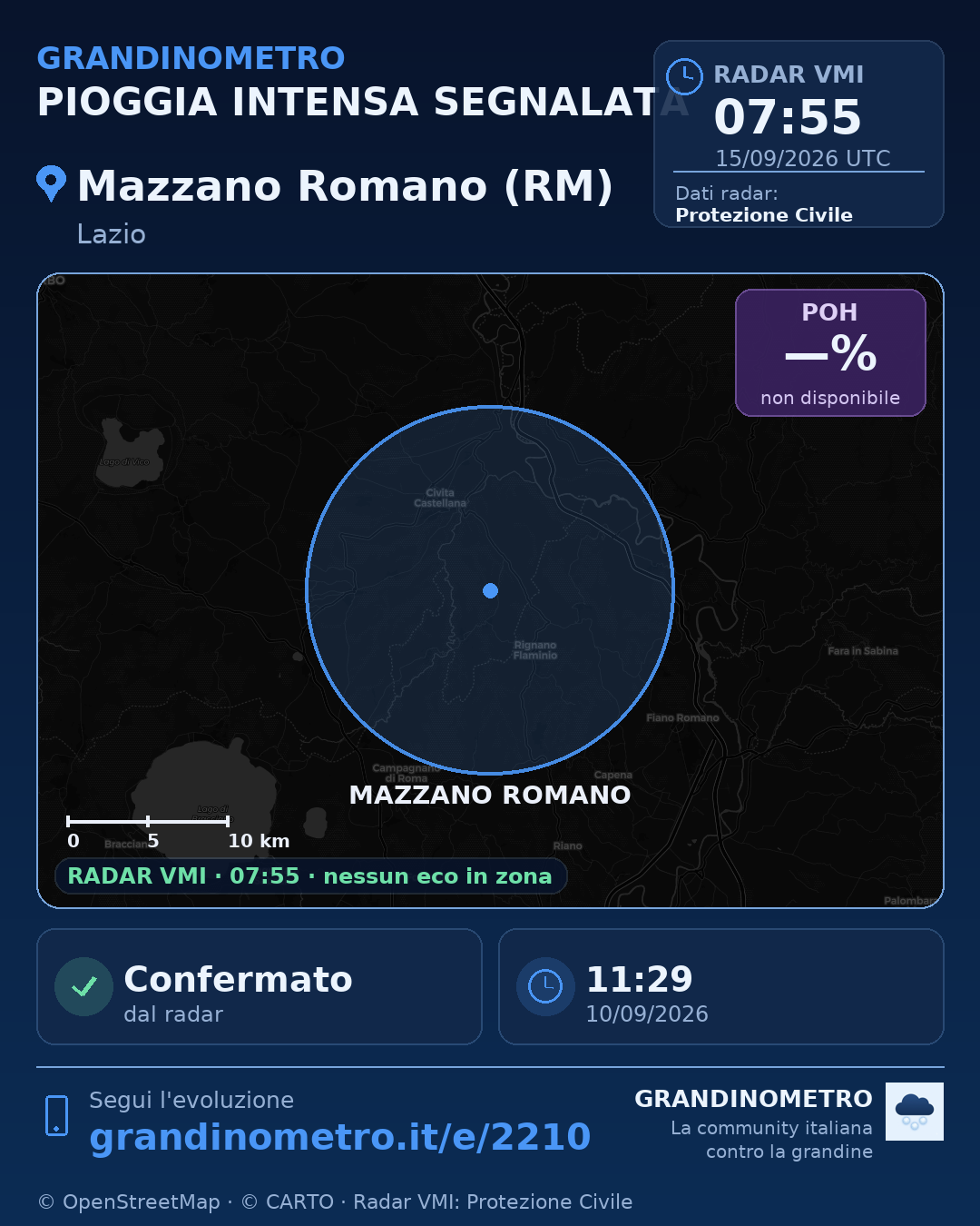 Mappa dell'evento: pioggia intensa a Mazzano Romano (RM)
