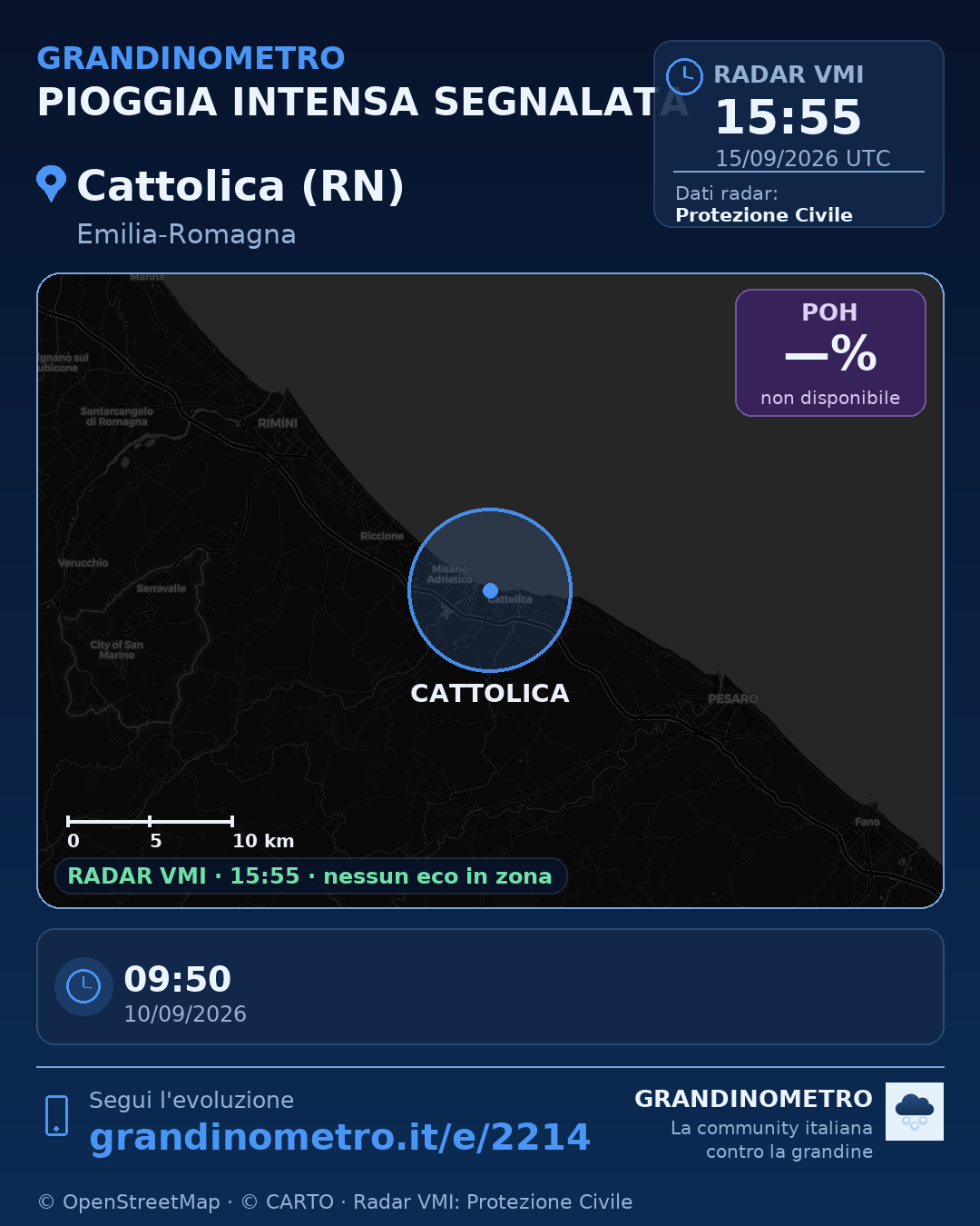 Mappa dell'evento: pioggia intensa a Cattolica (RN)