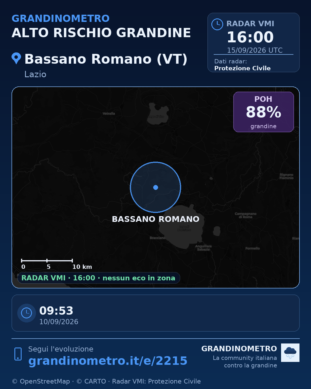 Mappa dell'evento: grandine a Bassano Romano (VT)